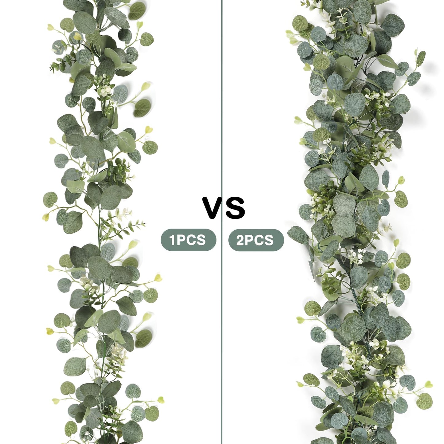 SOMYTING Artificial Eucalyptus Garland, 4 Packs 5.9Ft Faux Greenery Vines with White Babys Breath Flowers Gypsophila Fake Silver Dollar Eucalyptus Leaves Vines for Wedding Party Mantle Table Decor