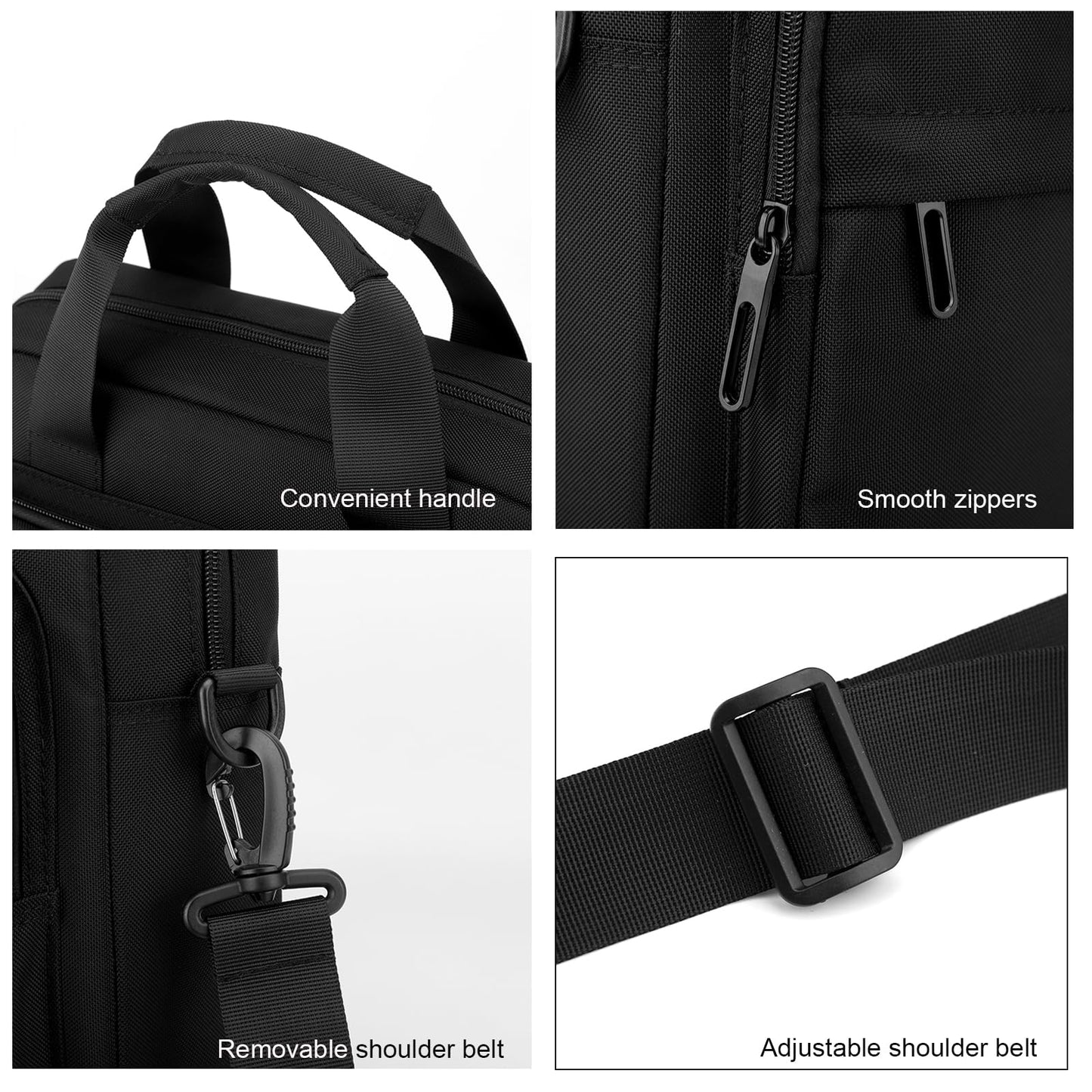 Laptop Bag 14 Inch Briefcase for Men Women Waterproof Nylon Lightweight Compact, Shoulder Messenger Handbag for Business Office Work Travel College Black