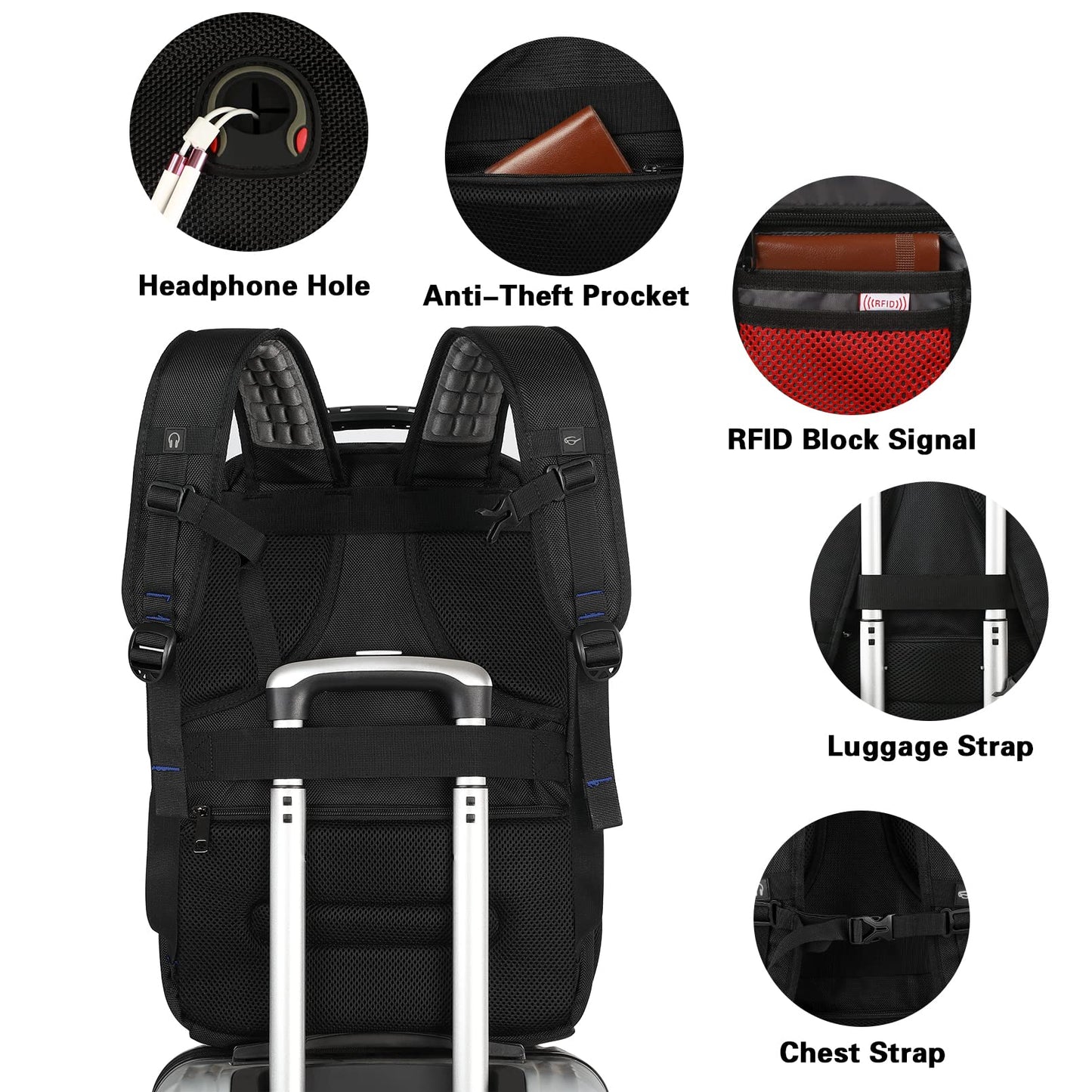 Travel Laptop Backpack, Extra Large Backpack for Men, Basketball Backpack with RFID Pocket, Anti Theft TSA Approved, College Student XL Bag fits 17.3 inch Computer Notebook