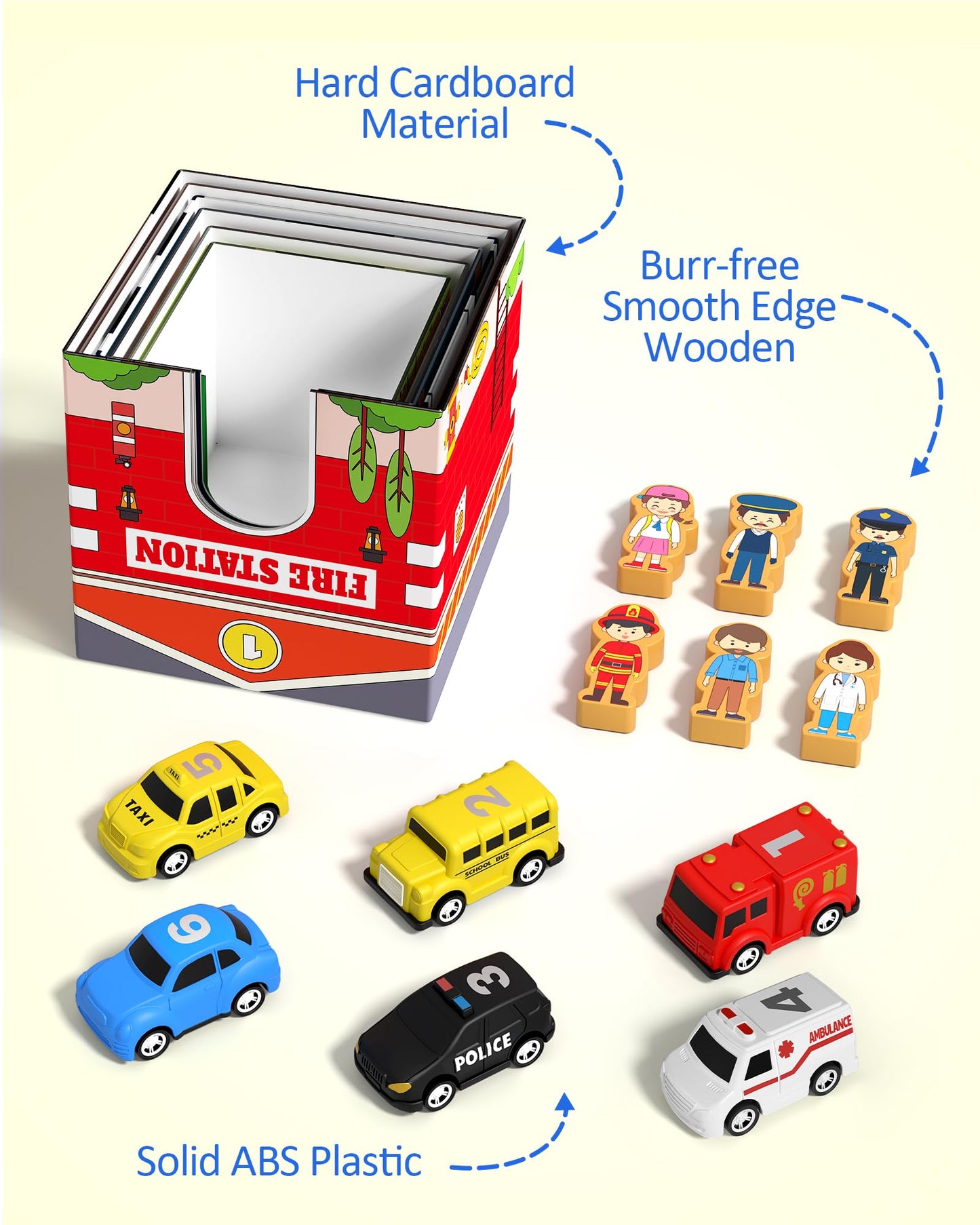 Coogam Toddler Sorting & Stacking Toys with Nesting Garages Cars, Number Stackable Block Boxes for Kids Learning Community Helpers, Preschool Educational Montessori Toy Gift for 2 3 4 Year Old Baby