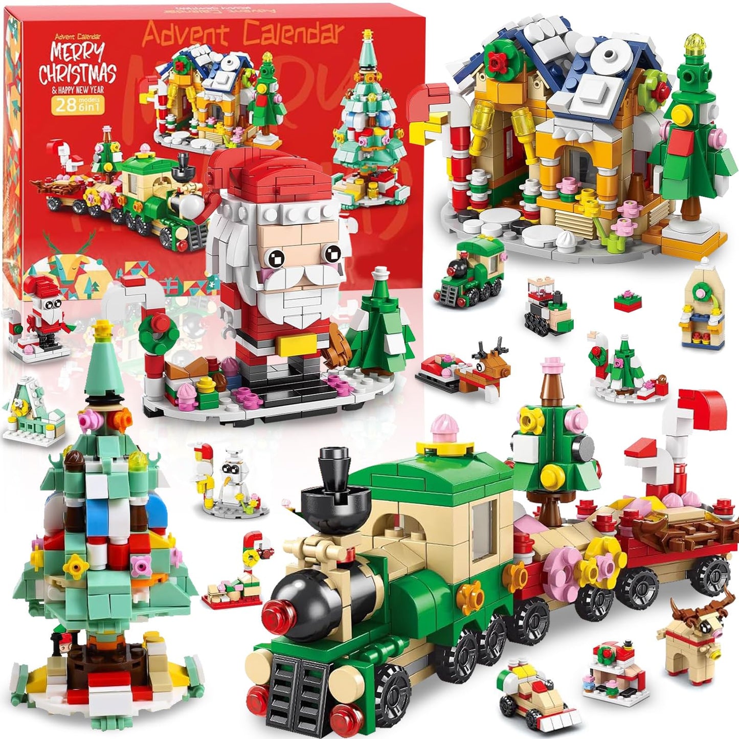 1123 Pieces Advent Calendar 2025 Building Blocks Set - 24 in 4 Building Brick Model for Countdown to Christmas - Gift Daily Collectible Surprises