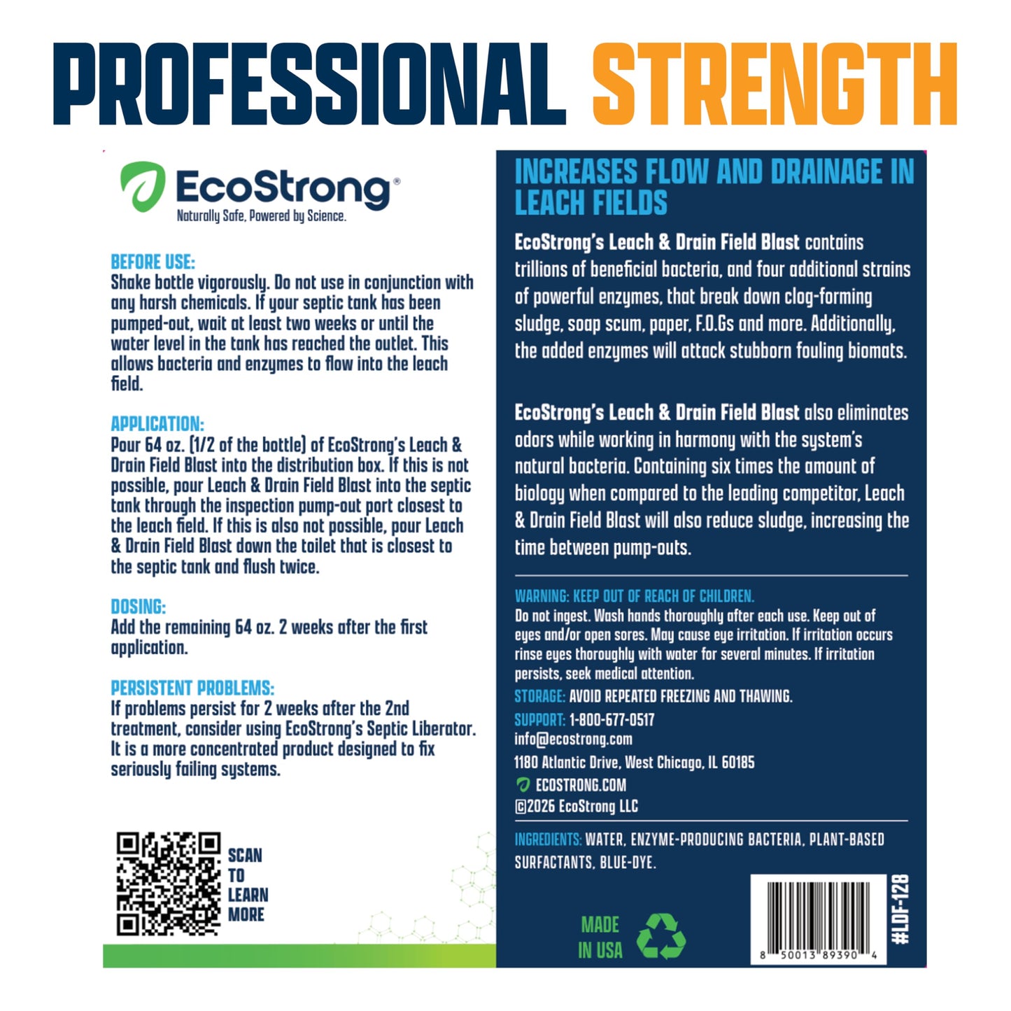 Eco Strong Septic Drain and Leach Field Treatment | Bio-Enzyme Cleaner Breaks Down and Digest Clogs | Removes Odors & Mainline Cleaner (64 OZ)
