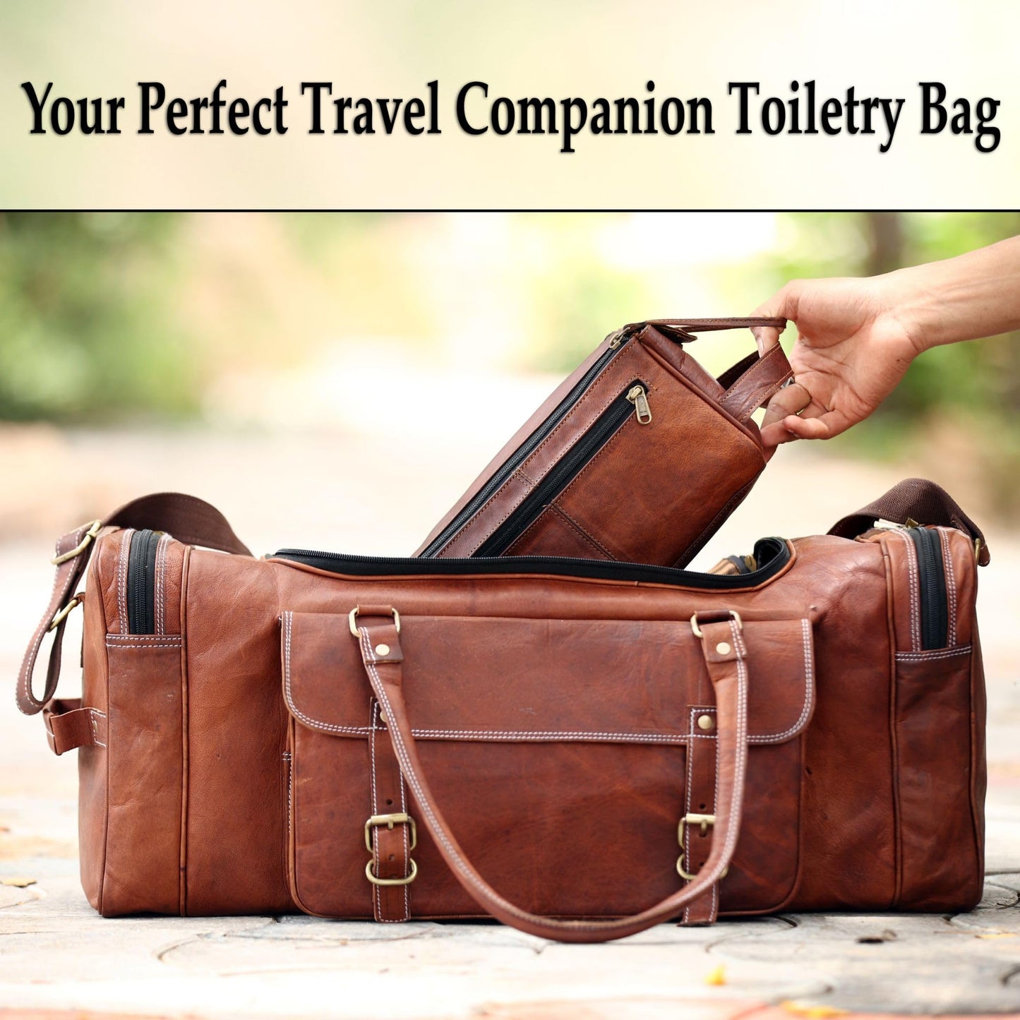 ANUENT Genuine Leather Toiletry Bag Large Dopp Kit for Men & Women Travel Pouch Cosmetic Organizer Best Toiletries Bags for Bathroom and Traveling Mens Shaving Kit, (Brown)