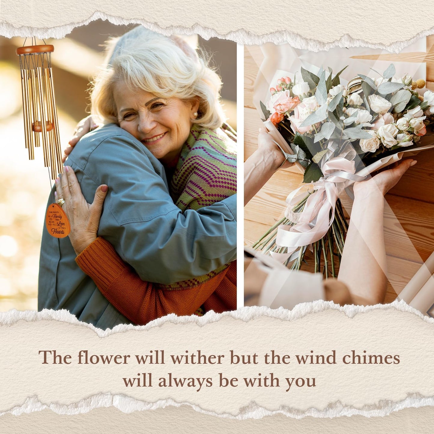Leebbsin 50th Anniversary Wedding Wind Chime - Romantic Golden for Couple, Parents, Wife, Husband, Friends - Keepsake Ideas