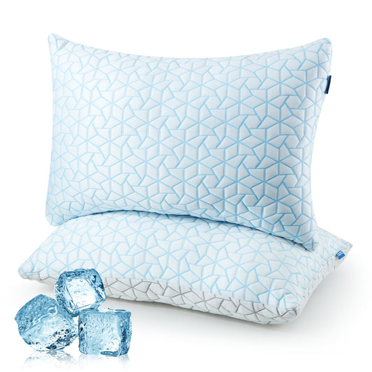 Bafode Pillows King Size Set of 2, Memory Foam Pillows, Cooling Pillow for Sleeping, Adjustable Bed Pillows for Side, Back and Stomach Sleepers