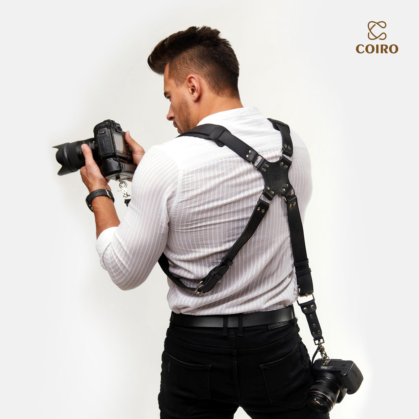 Camera Accessories Dual Harness Two Cameras - Shoulder Leather Strap - Multi Gear Double Camera Accessories DSLR/SLR ProInStyle