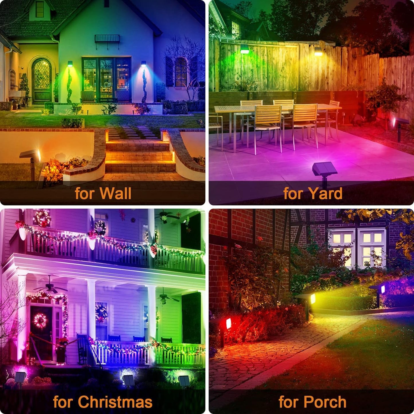 Xmart Solar Garden Lights Outdoor Waterproof IP68 RGB Color Changing 7 Lighting Modes Solar Landscape Spotlight Powered Yard Spot Driveway Auto ON/Off Solar Light for Christmas Outside Walkway（2 Pack）