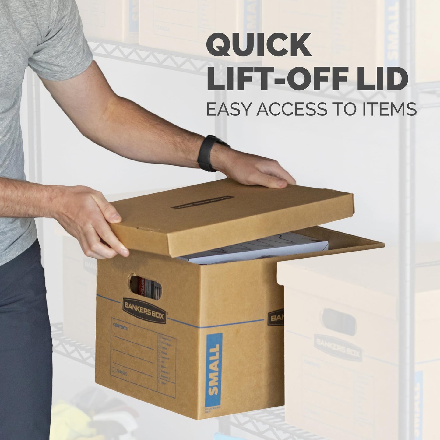 Bankers Box SmoothMove Classic Moving Kit Boxes, Tape-Free Assembly, Easy Carry Handles, 8 Small 4 Medium, 12 Pack(7716403)