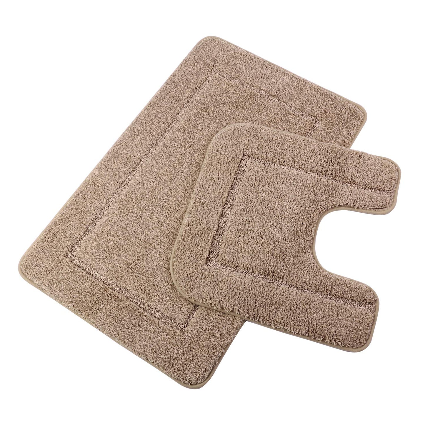 Pauwer Bath Rug Sets 2 Piece, Non Slip Bath Mats for Bathroom, Absorbent Microfiber Bathroom Rugs, Machine Washable Bathroom Mat with U-Shaped Toilet Rug for Bathroom Tub, Shower