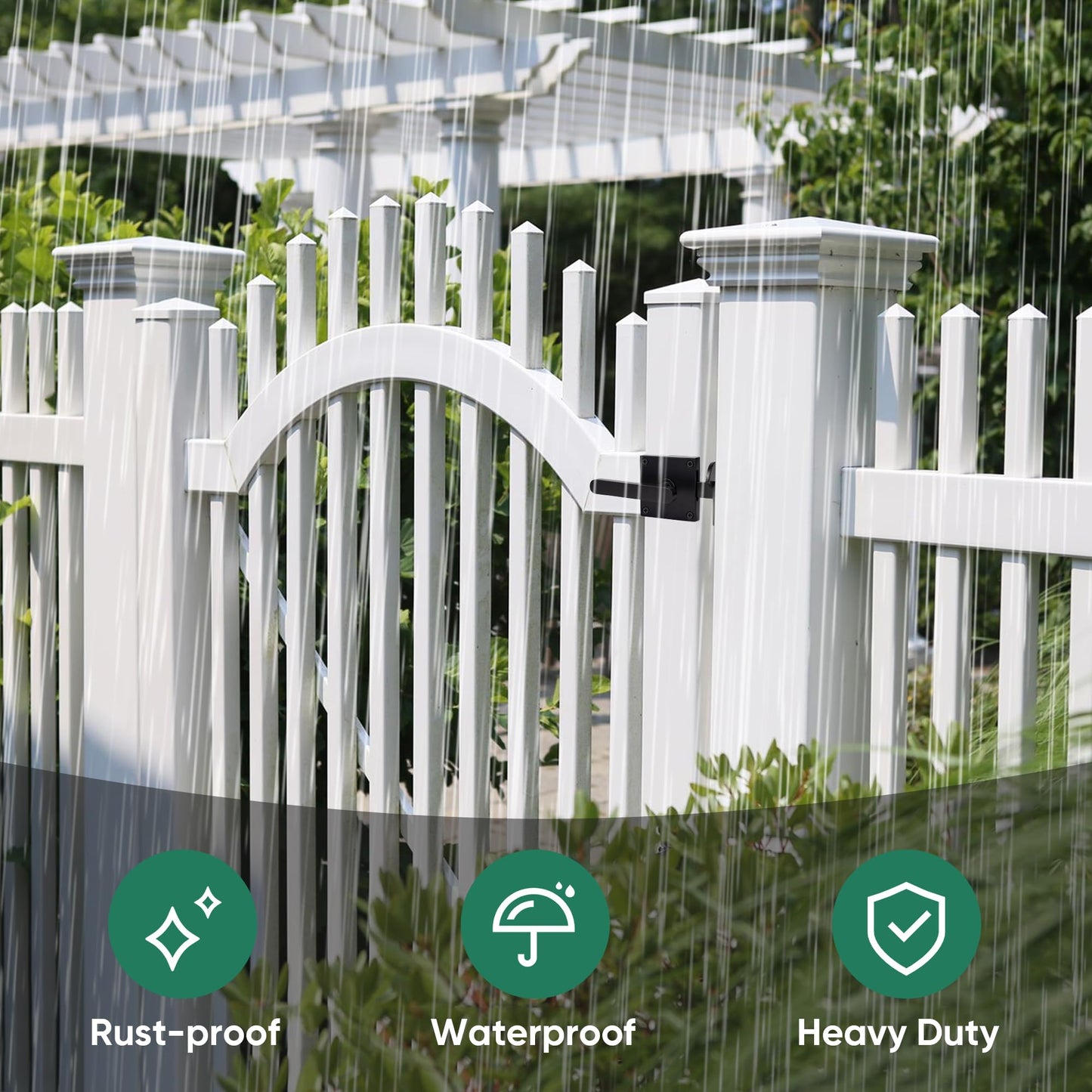 JUBEST Double Side Gate Latch, Heavy Duty Swinging Door Latch Gate Hardware for Outdoor Fence, Wooden Gates, Pool Gate, Backyard, Garden
