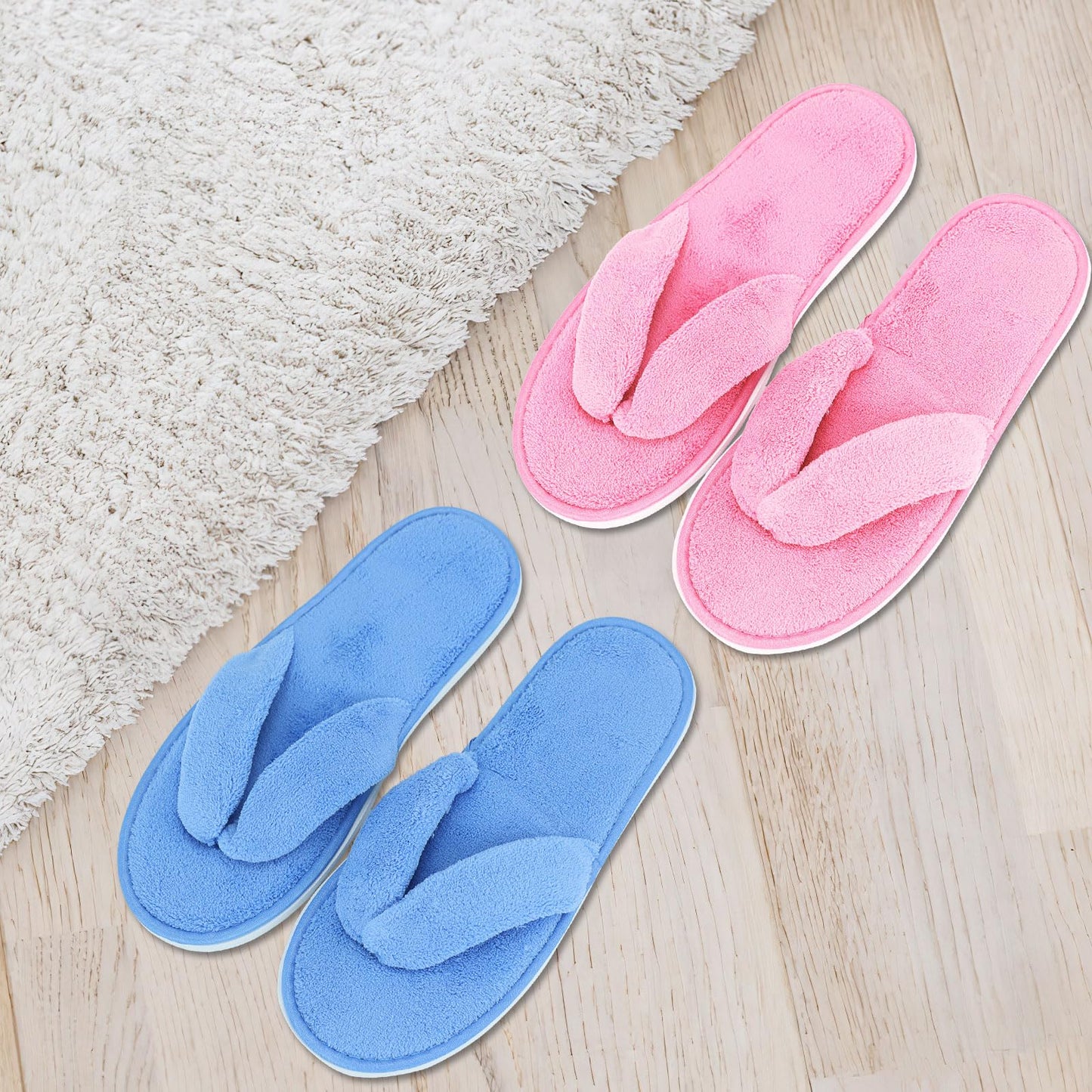 10 Pairs Flip Flop Spa Slippers, Coral Fleece Thong Slipper Open Toe House Slippers for House Guest Hotel Travel