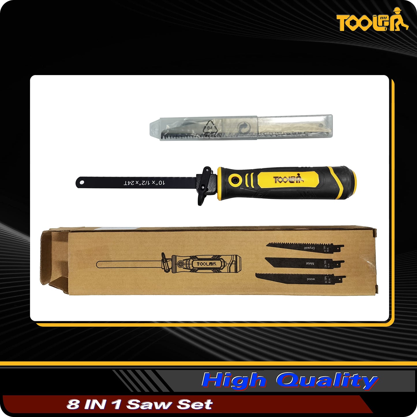 TOOLAN: 8-in-1 Multi Blades Hand Saw, Drywall Cutter Saw. Hackwaw. Long Blade Hand Saw for Cut, Sheetrock, Wood, Metel, Plastic, Plywood. Portable Hand Saw