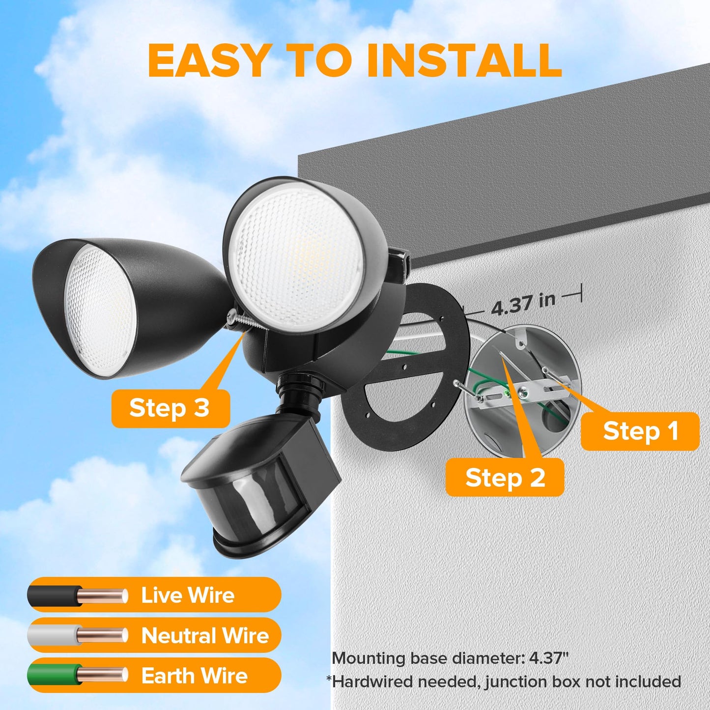 LUTEC 32W 3500 Lumen LED Security Lights Motion Sensor Light Outdoor, 5000K Daylight, IP54 Waterproof, Dusk to Dawn, Motion Detector Flood Light for Garage, Yard, Porch-Black