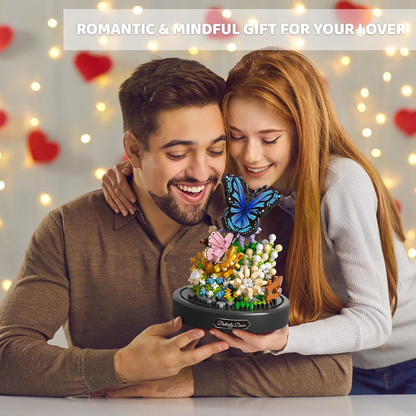 Flower Bouquet Building Kit for Adults, 530 PCS Animals Flowers Botanical Collection Mini Building Blocks Set, Valentine's Day for Her Mom Women Wife Girlfriend (Butterfly)