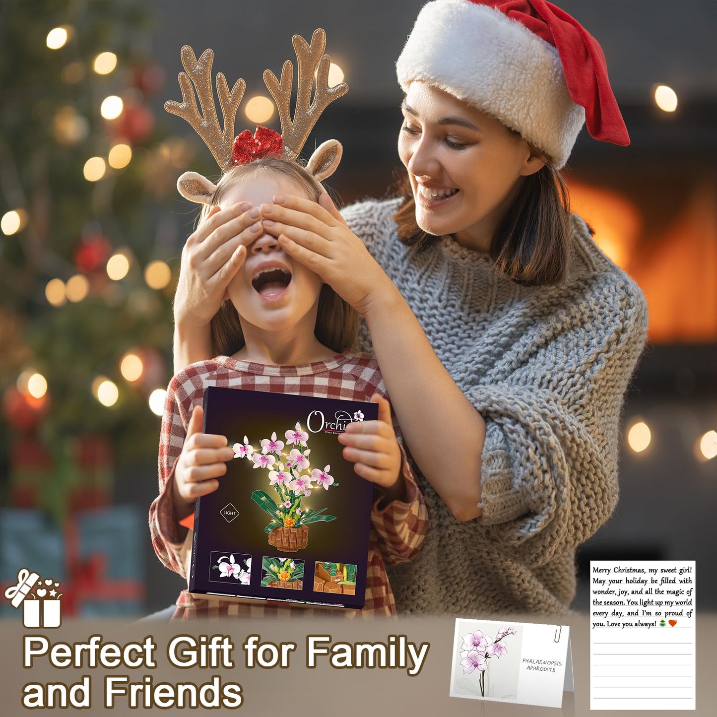 1004 Pieces Flower Building Blocks Set, Artificial Orchid Toy Building Sets with Fairy Lights and Postcards, Creative Flower Construction Kits for Adults and Kids Aged 8-14, Ideal present for Festival