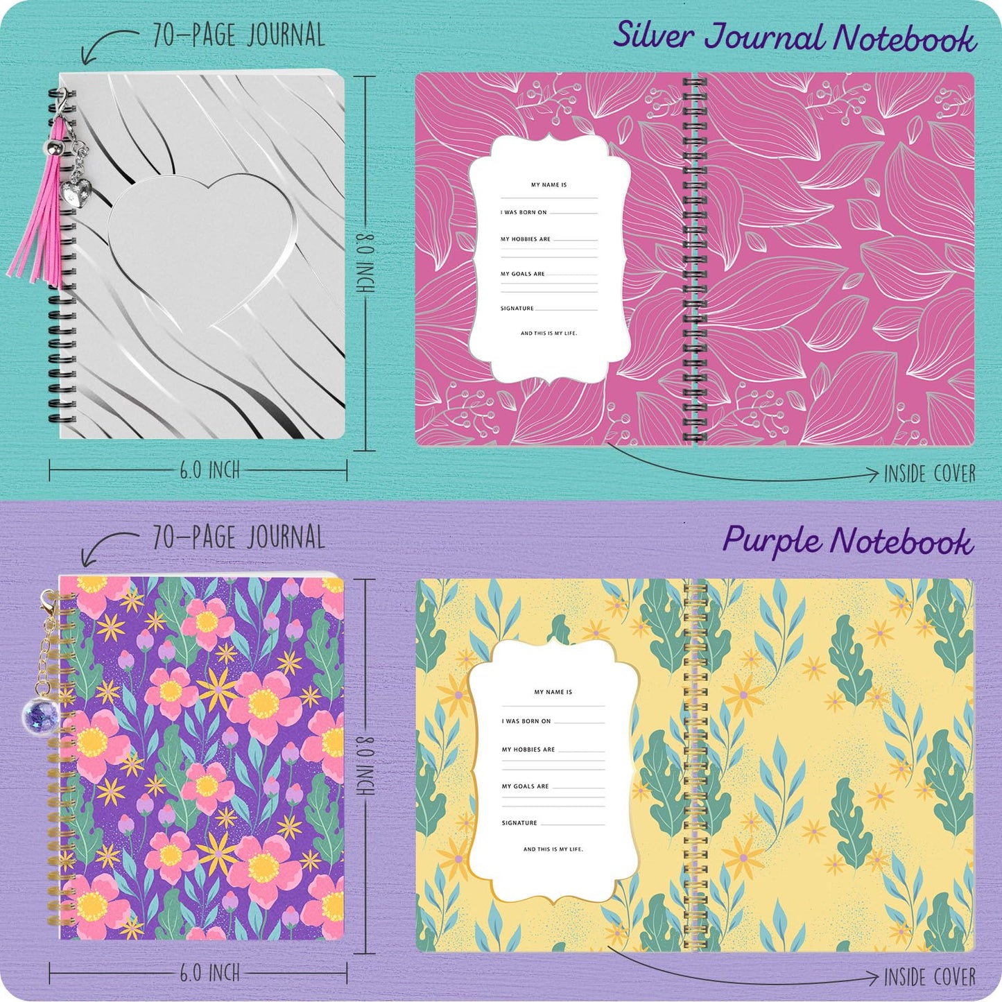 2-Pack Mega DIY Journal Kit - Gifts for Girls Ages 8 9 10 11 12 13 14 Year Old - Birthday Gifts for Girls, Arts & Crafts Kit for Kids, Teen Girl Trendy Stuff - Scrapbook & Diary Set