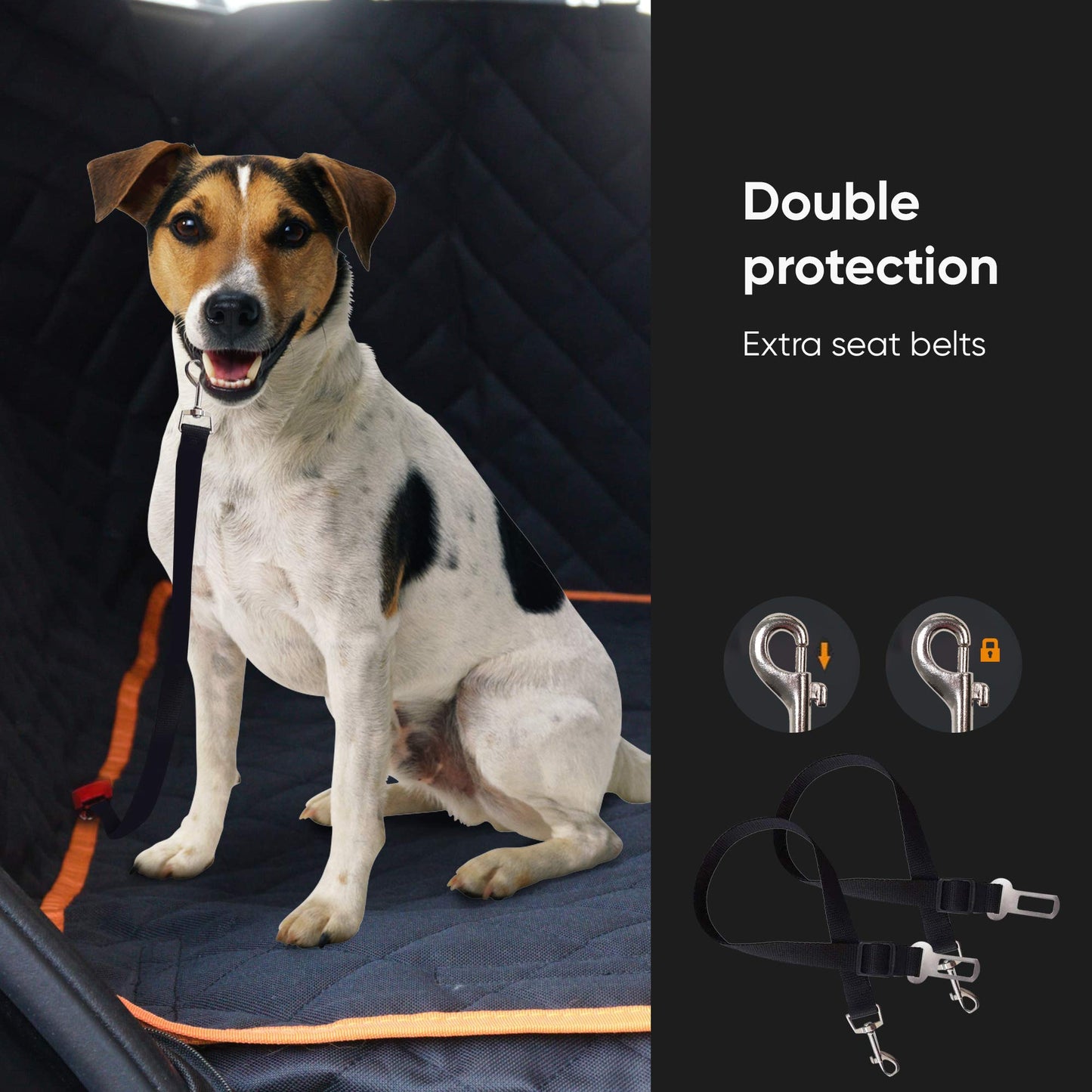 Dog Car Seat Cover, Large Back Pet Car Seat Protectors with Mesh Viewing Window and Extra Cover for a Quick wash, 2 Seat Belt, Non-Scratch Waterproof Nonslip Dog Hammock for Cars Trucks and SUV