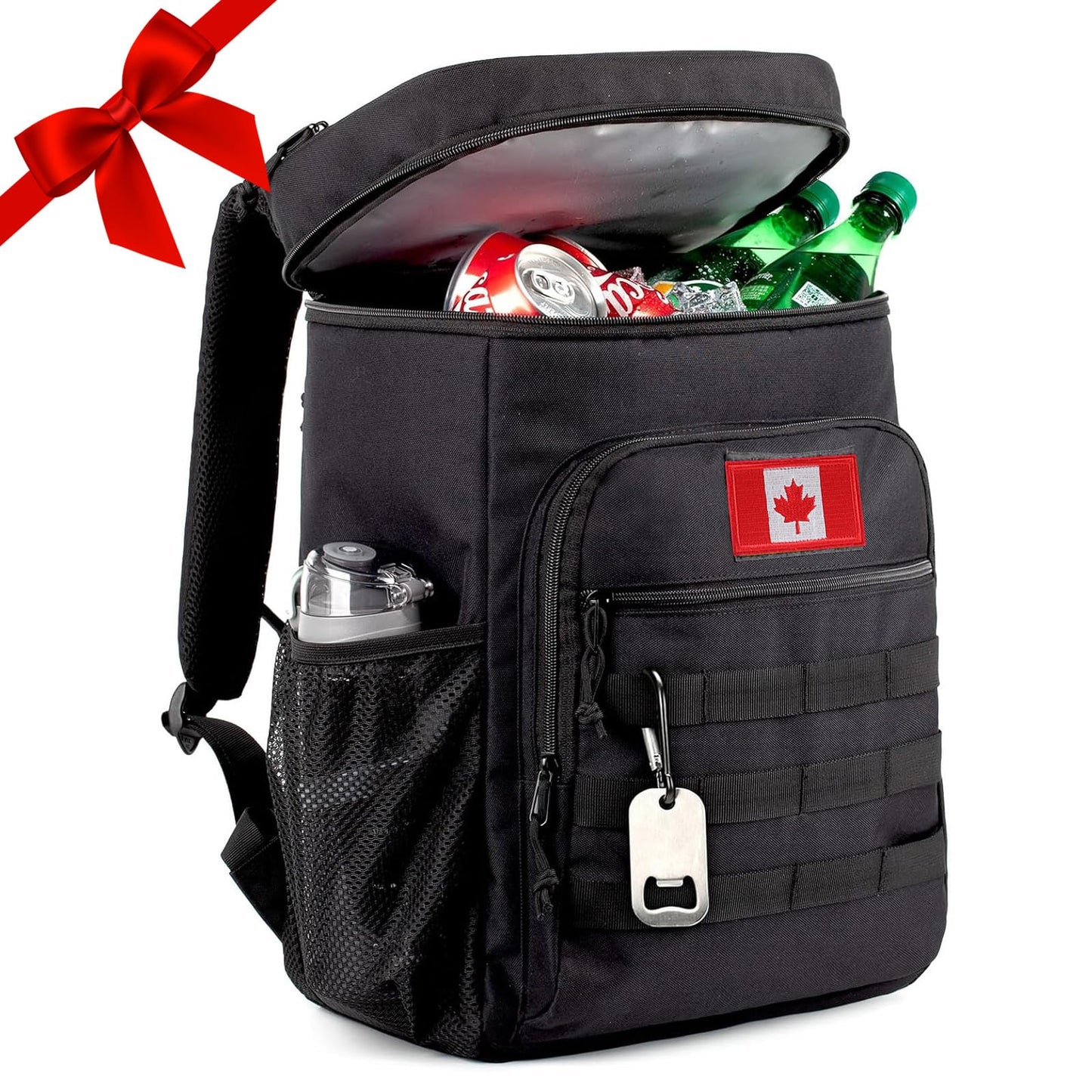 BERRYRIZZ Tactical Backpack Cooler for Men, 25L Large Insulated Backpack Leak-Proof, Heavy Duty Lunch Backpack, Waterproof Ice Chest Bag Women Adults Work Daytrip Camping Beach Hiking, Black