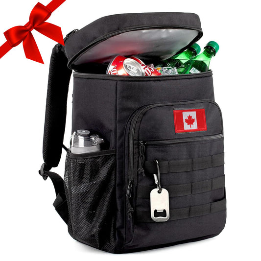 BERRYRIZZ Tactical Backpack Cooler for Men, 25L Large Insulated Backpack Leak-Proof, Heavy Duty Lunch Backpack, Waterproof Ice Chest Bag Women Adults Work Daytrip Camping Beach Hiking, Black