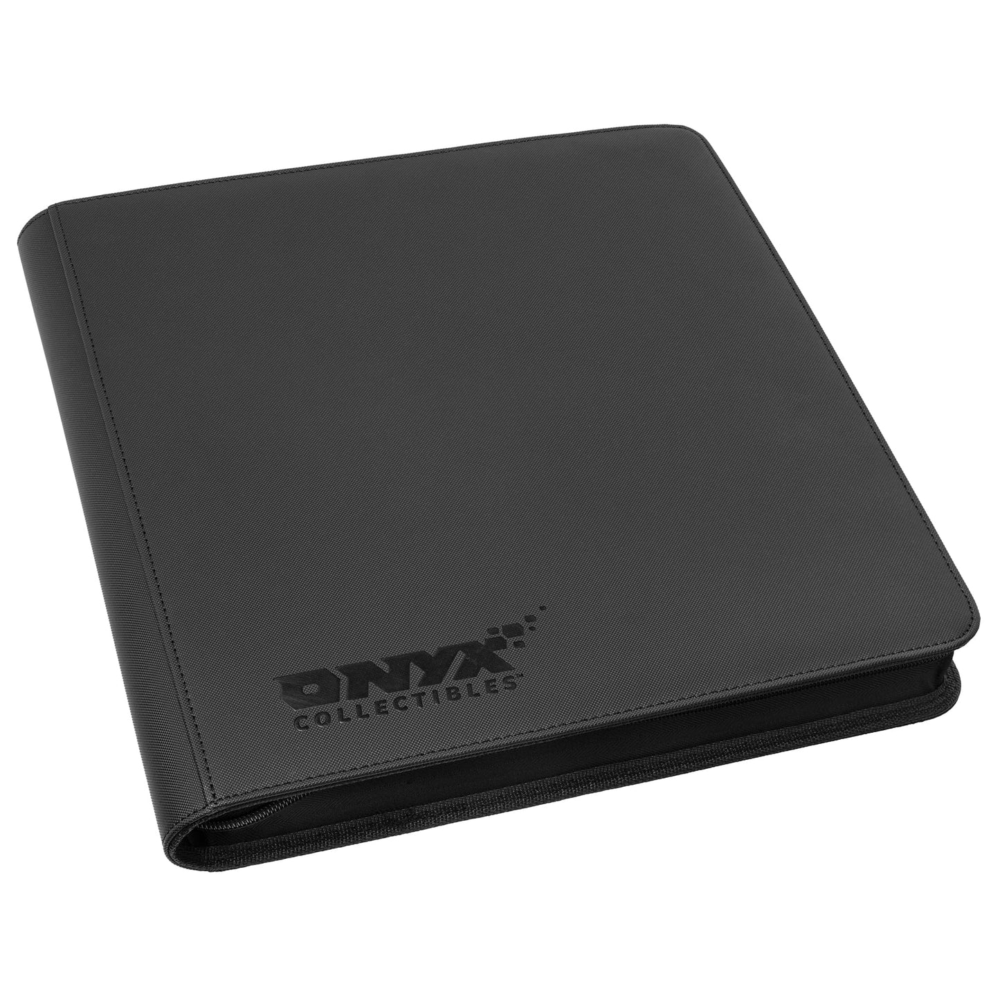 Onyx Trading Card Binder 12-Pocket 720 Cards - 30 Ringless Double Sided Pages for Standard Trading and Sports Cards - 12 Pocket Side Loading Pages for Trading or Sports Card Storage - Zipper (Black)