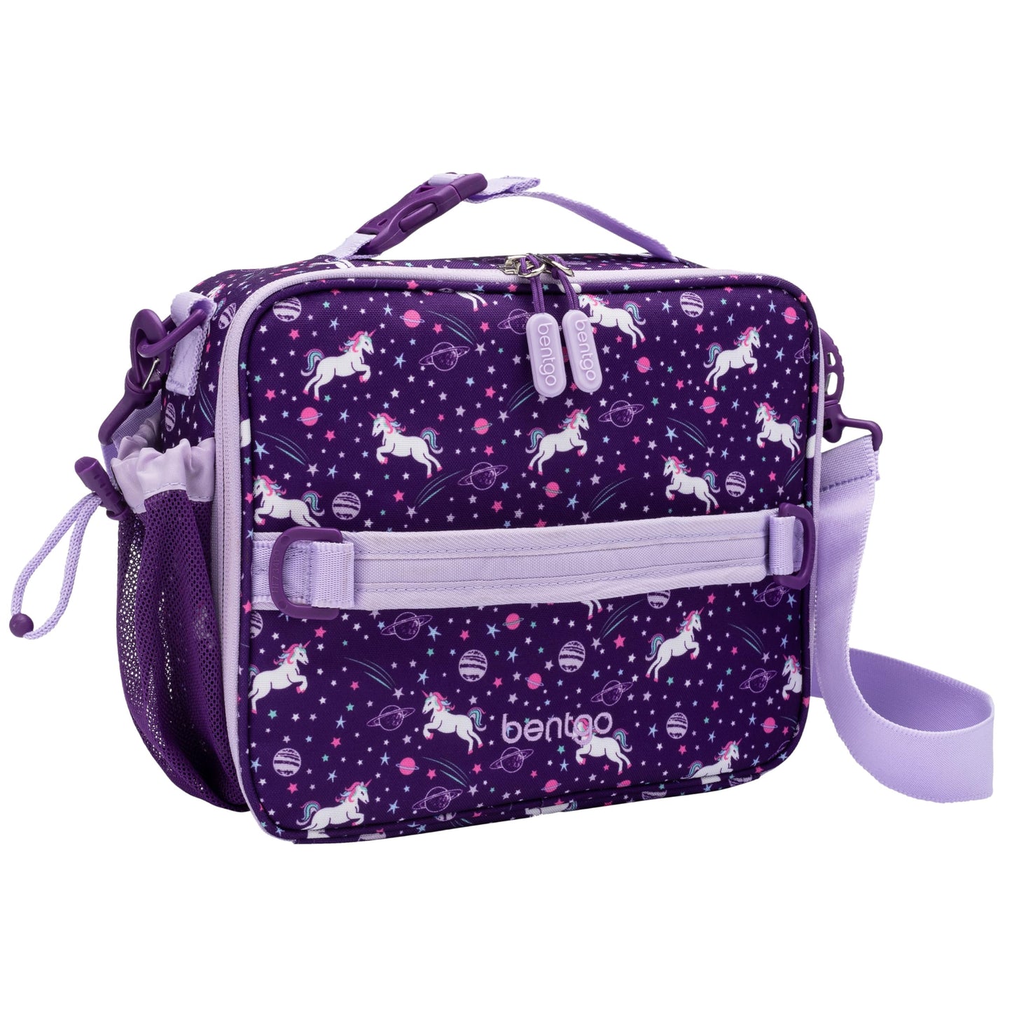 Bentgo Kids Lunch Bag - Durable, Double-Insulated Lunch Bag for Kids 3+; Holds Lunch Box, Water Bottle, & Snacks; Easy-Clean Water-Resistant Fabric & Multiple Zippered Pockets (Unicorn)