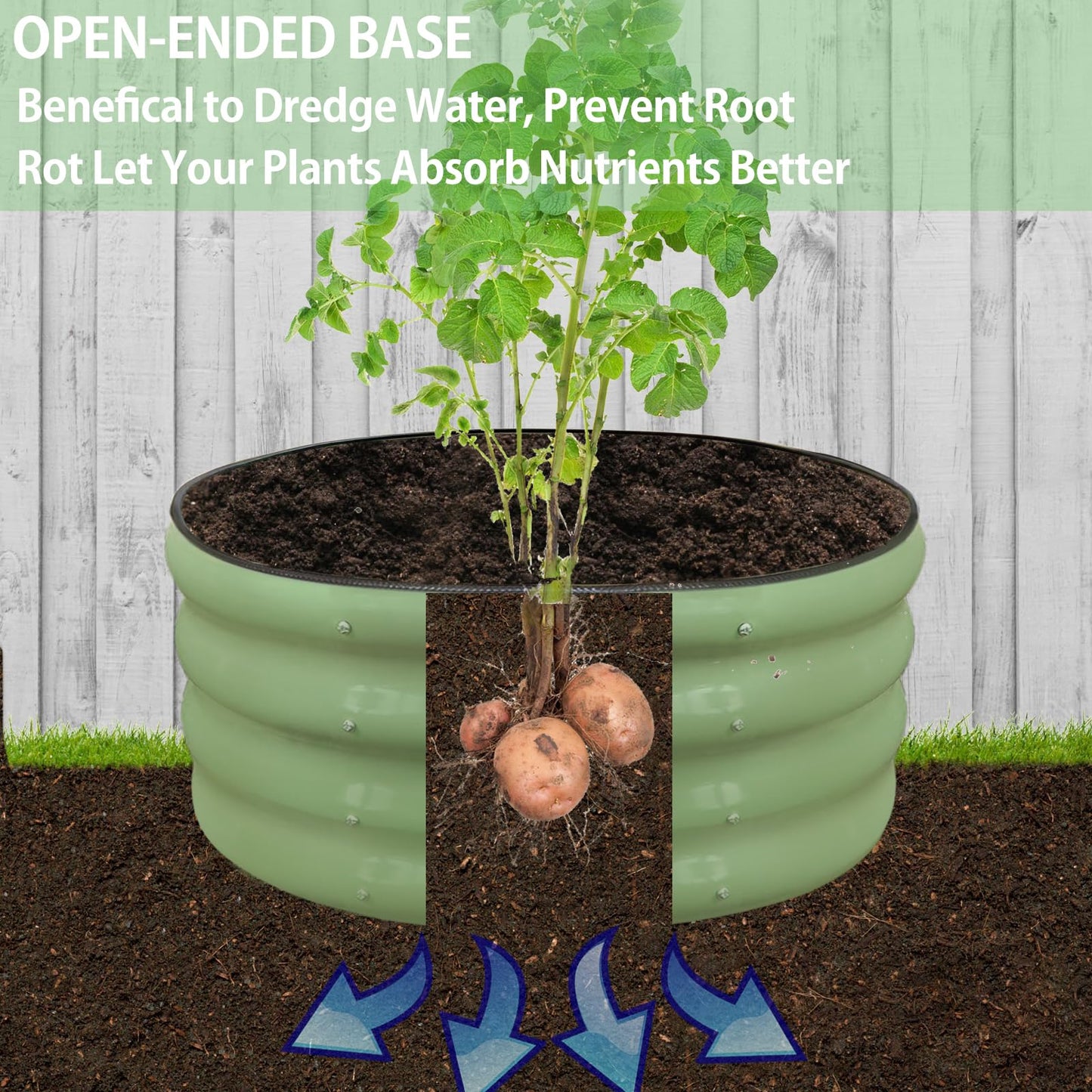 2-Pack Raised Beds for Garden – 60x30cm Round Steel Planter Box with Safety Edging, Outdoor Raised Planters for Vegetables, Flowers & Herbs, Bottomless Metal Garden Bed