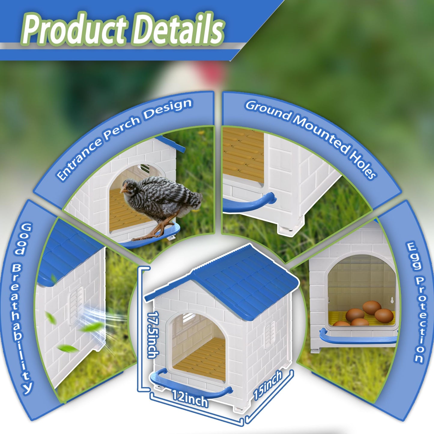 Chicken Nesting Box for Laying Eggs 1/2/3 Pack Large Easy to Assemble Hen Plastic Nesting Box with Washable Nesting Pad for Chicken Coop Wall or Ground Mounted (1 Pack)