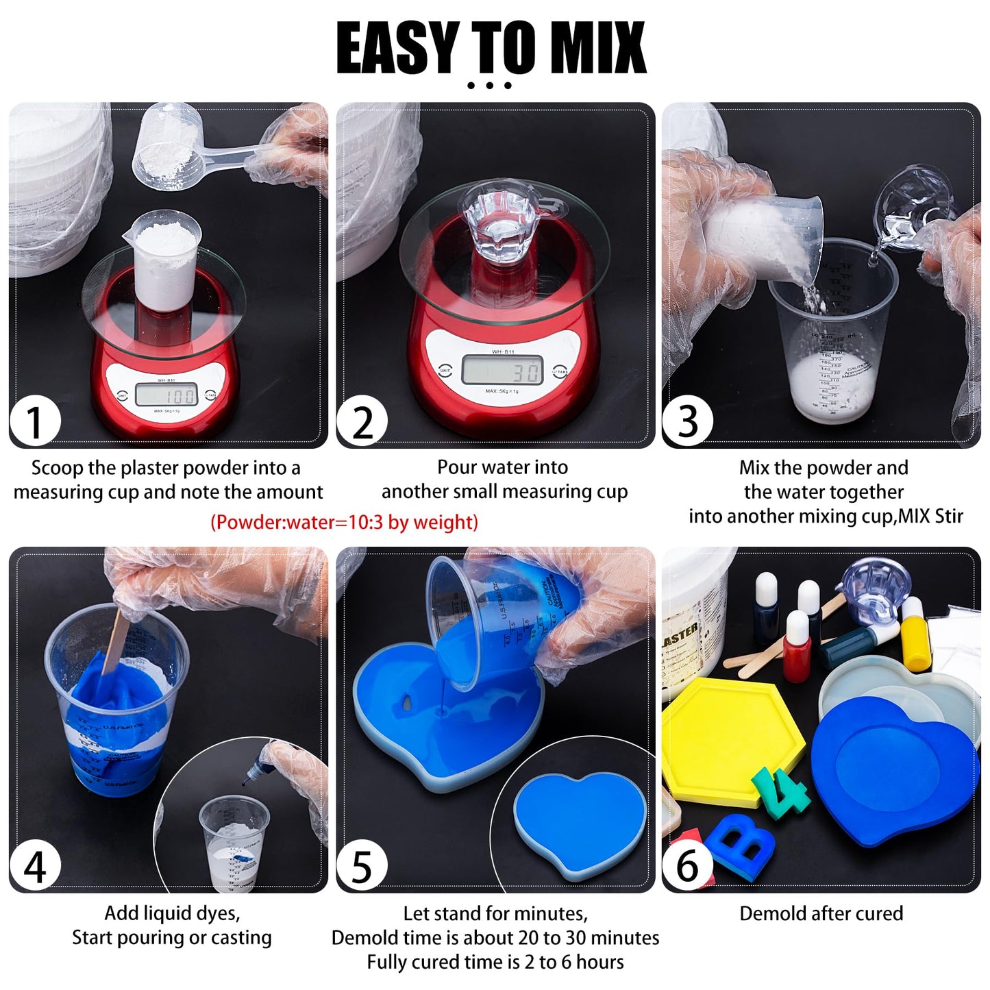 Eco Resin Casting Powder - Fast Cured Plaster Casting Powder for Beginners - 20~30 Minutes Demold, Easy Mixing Water Activated Eco-Friendly Casting Resin for DIY Crafts Making, Home Art (White, 1400g)