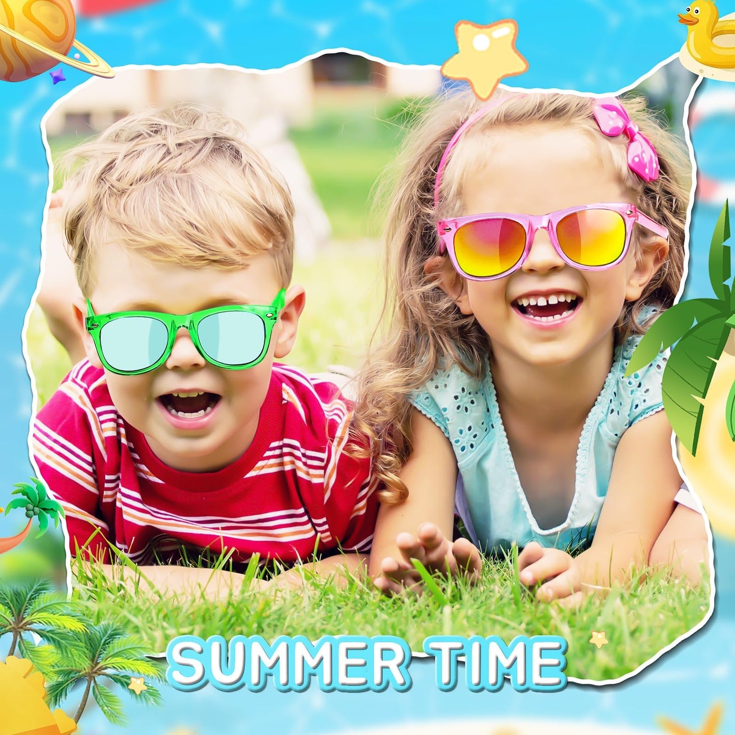 Kids Sunglasses Party Favors - Boys Girls Neon Sunglasses with UV400 Protection for Kids Goodie Bags Stuffers (32 Packs)