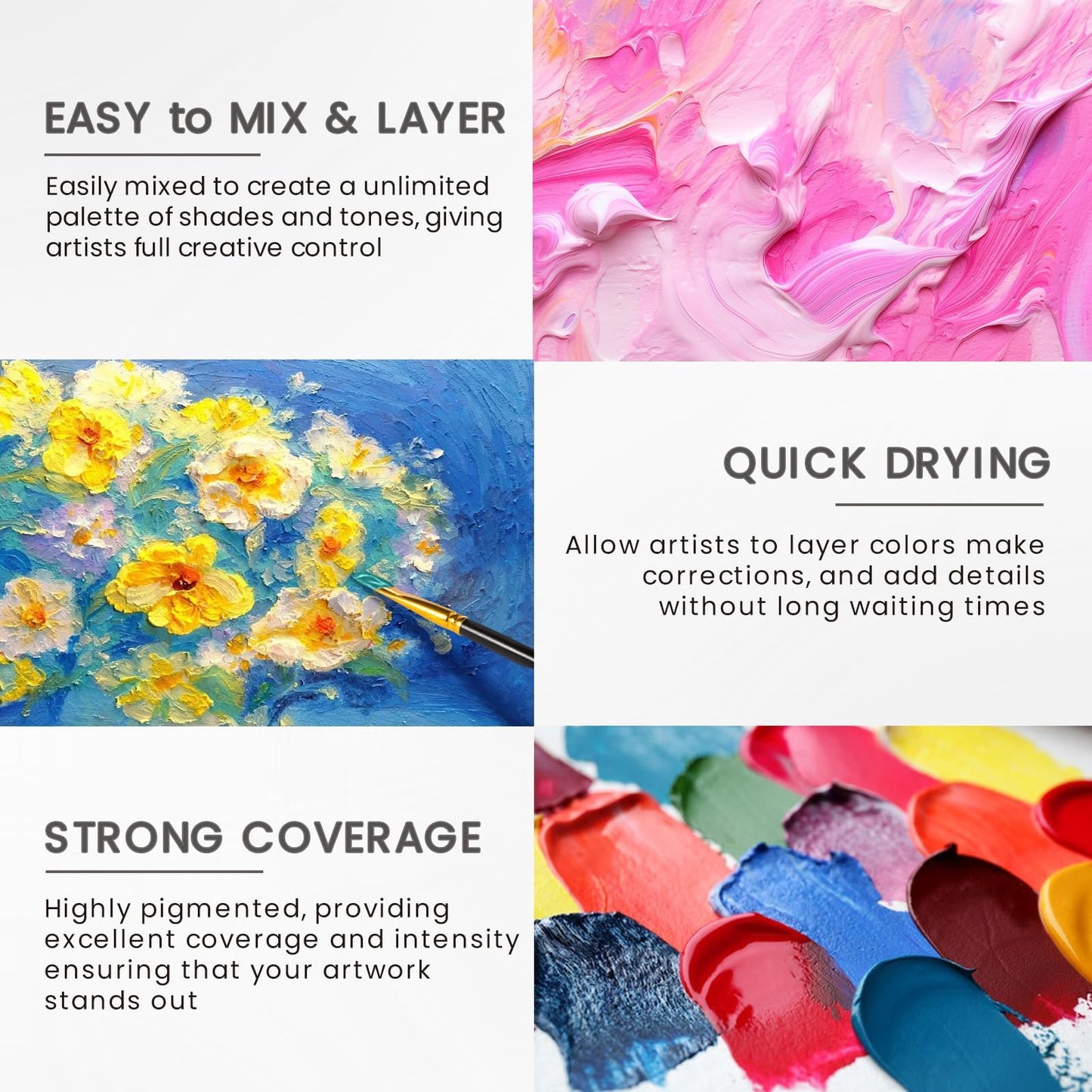 Acrylic Paint Set, 52 PCS Art Craft Paint Kit with 12 Brushes, 2oz/60ml Bottles, Gifts for Artists Adult Beginners Painting on Canvas Rocks Wood Ceramic Fabric Premium Art Supplies (36 Classic Colors)