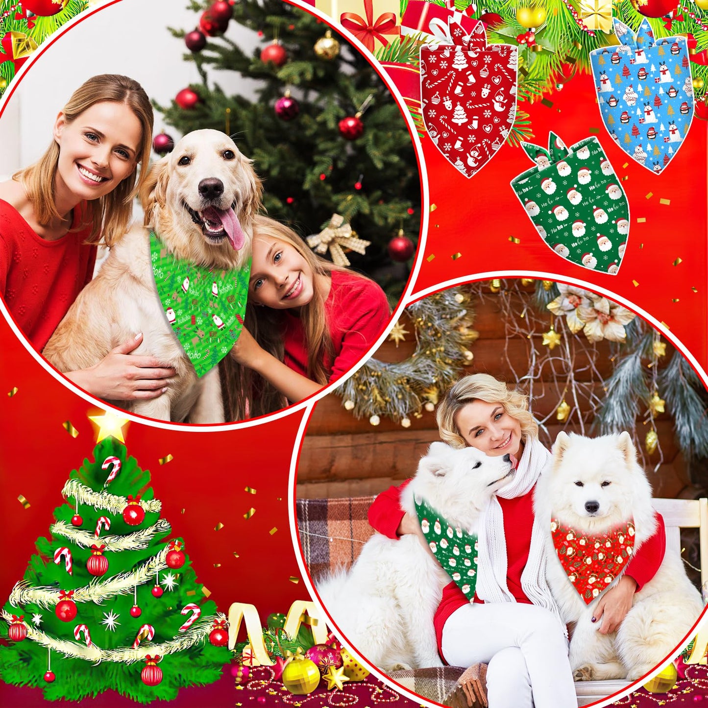 30 Pcs Christmas Dog Bandanas Bulk Adjustable Triangle Dog Scarves Bibs Xmas Puppy Bandanas Pet Neckerchief Washable Holiday Dog Bandana for Christmas Party Small Medium Large Dog Pet Grooming