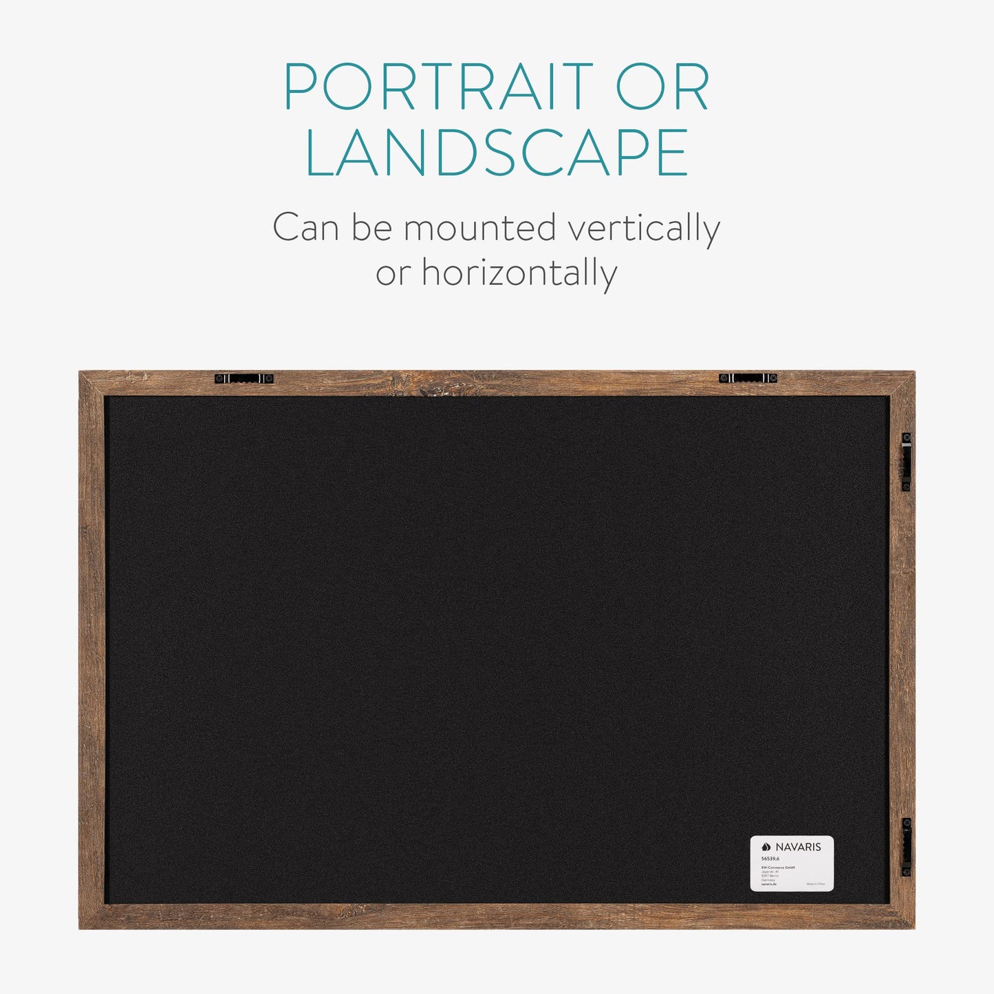 Navaris Framed Chalkboard for Wall - 16" x 24" MDF Frame Chalk Board for Walls - Kitchen Menu Kids Office Blackboard - Hang Horizontal or Vertical
