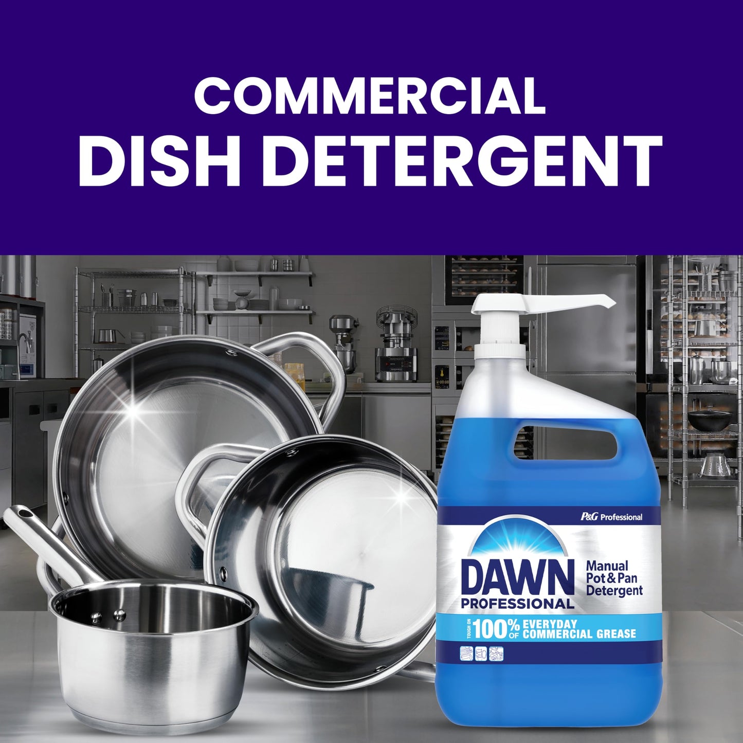 Dawn Professional Manual Pot and Pan Detergent, Bulk Liquid Dish Soap For Commercial Kitchens, For Everyday Grease in 3-Comp Sinks, 2 count (3.78 L Each) with 1 Pump