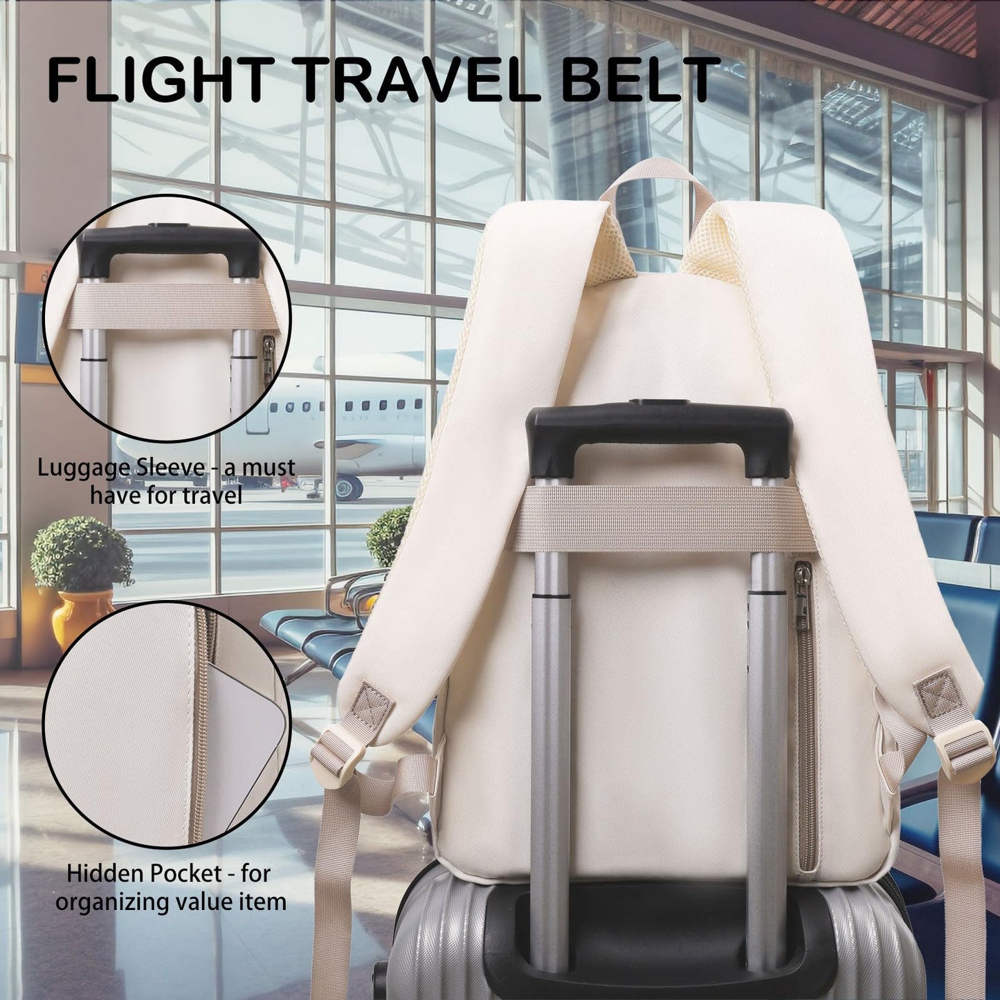 Backpack for Teens,Casual Laptop Backpack for Teenage Middle School High School, College Student Girls Boys，Khaki Beige