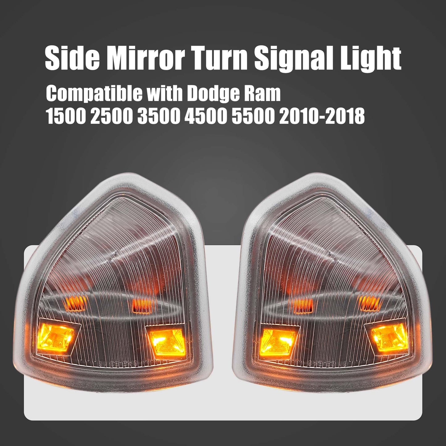 LEVANLIGHT 1 Pair LED Side Mirror Turn Signal Light, Left & Right Lamps Clear Cover Lens Compatible with Dodge Ram 1500 2500 3500 4500 5500 2010-2018, Replace# 68302828AA 68302829AA