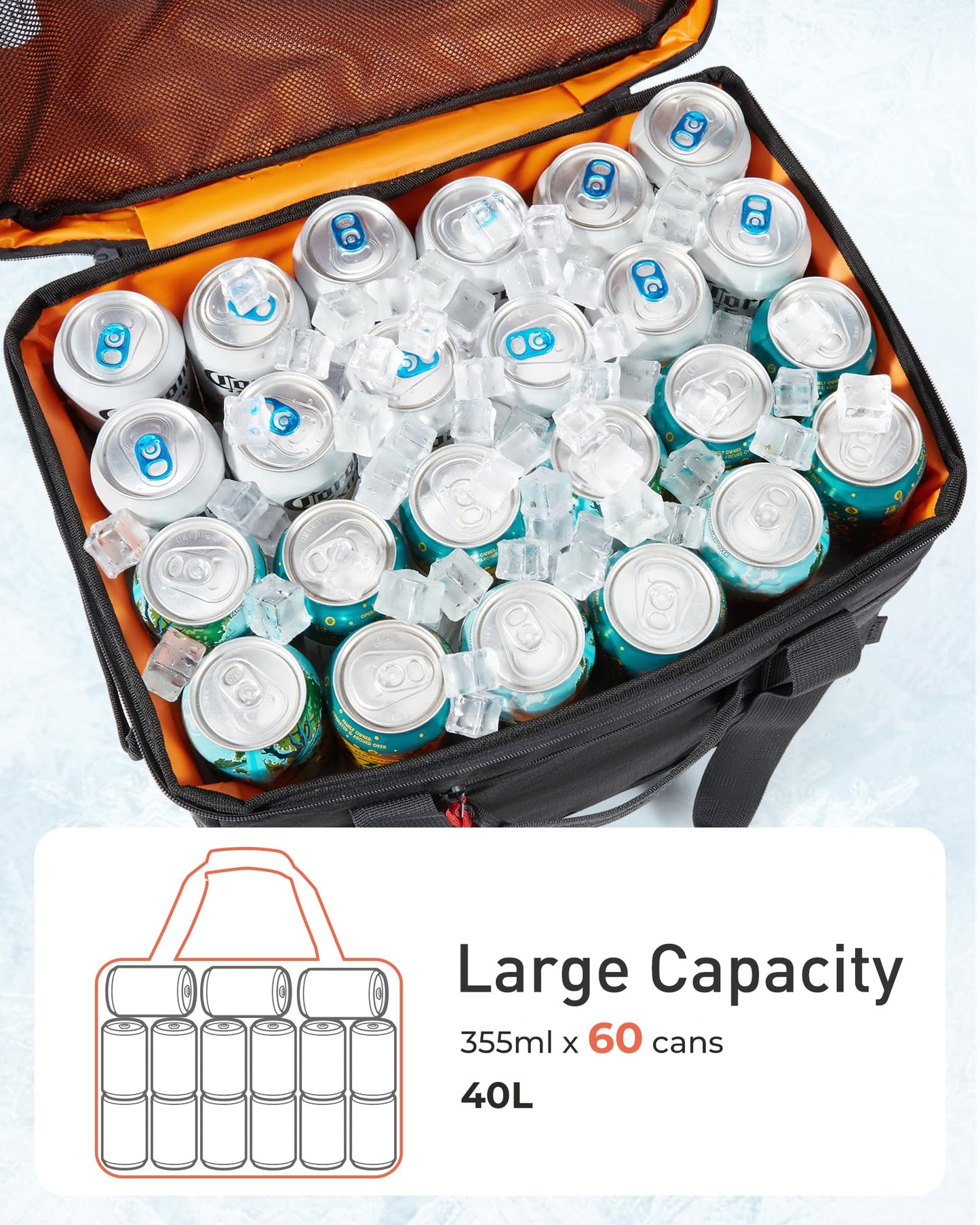 TOURIT Cooler Bag 60-Can Insulated Soft Cooler Large Collapsible Cooler Bag 40L Lunch Coolers for Picnic, Beach, Work, Trip