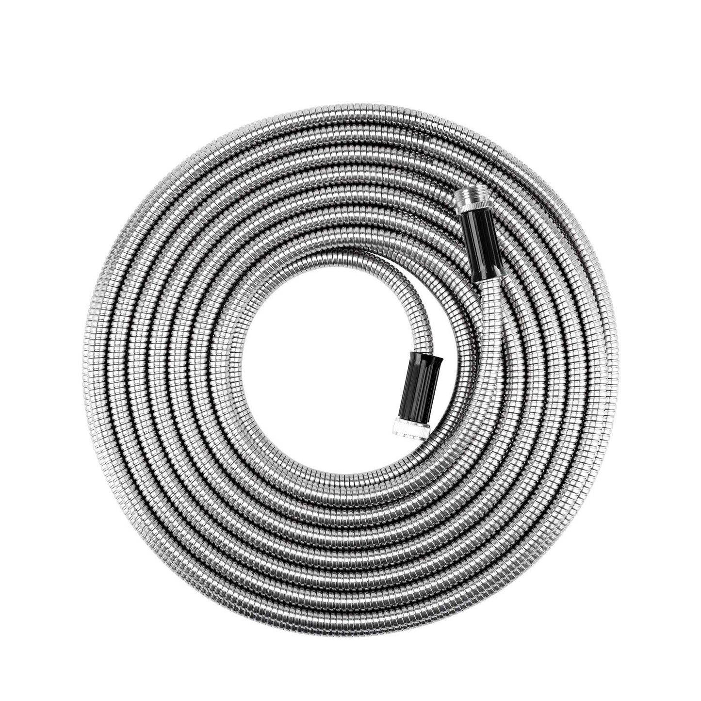 Beaulife Metal Stainless Steel Garden Hose 50 Ft No Kink Lightweight Water Hoses Heavy Duty 3/4” Hose Bib Faucet Reel Extender for Outdoor