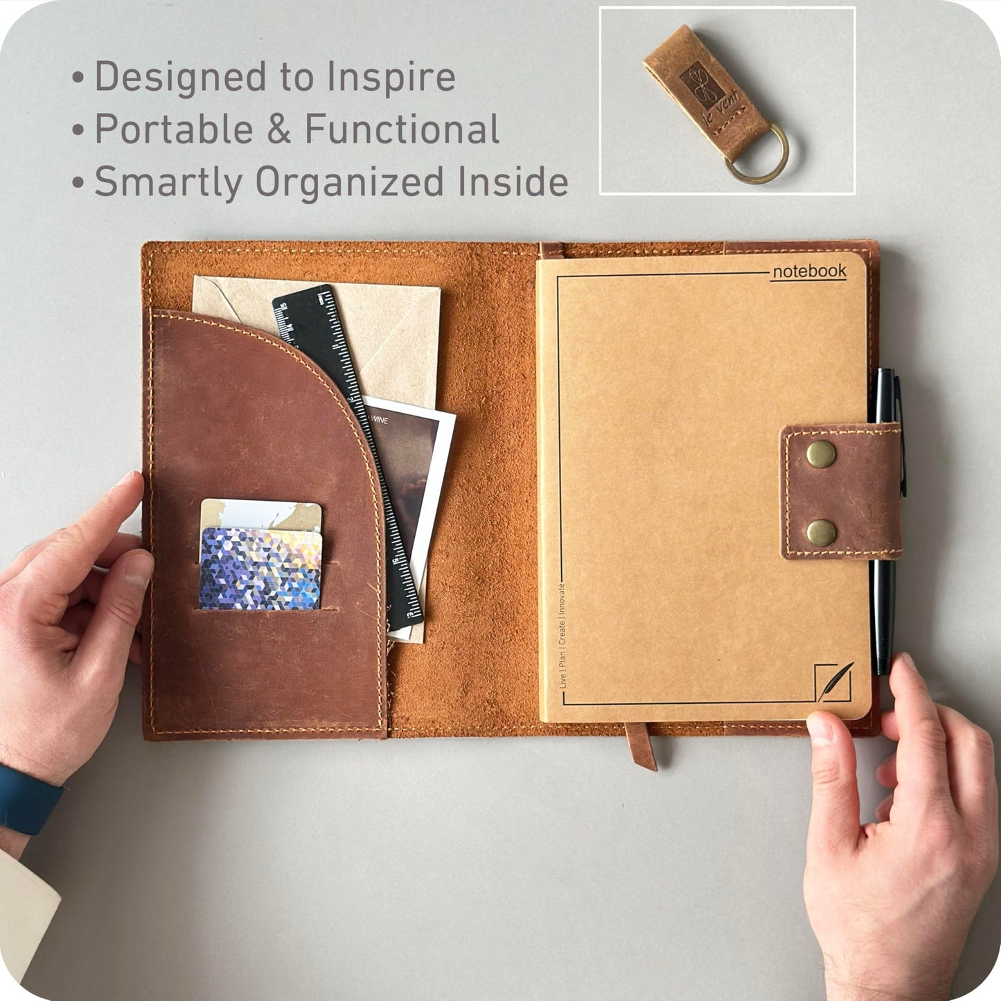 Albero Genuine Leather Refillable Journal for Men & Women - 5x8 Vintage Brown Handmade Leather Cover, 200+200 Lined & Unlined Pages (100gsm) - A5 Notebook Travel, Engineering, Executive & Writers Use