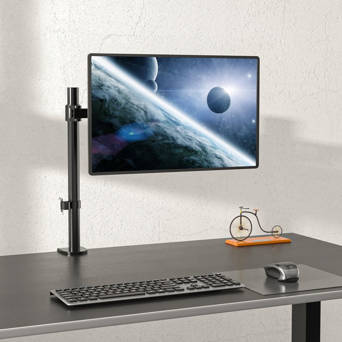 WALI Single Monitor Mount, Single Monitor Arm Desk Mount, Desk Monitors Stand, Holds Screen Up to 32inch, 10kg/22lbs, Adjustable Mount with C-CLAMP Designed for Home Office Application(M001), Black