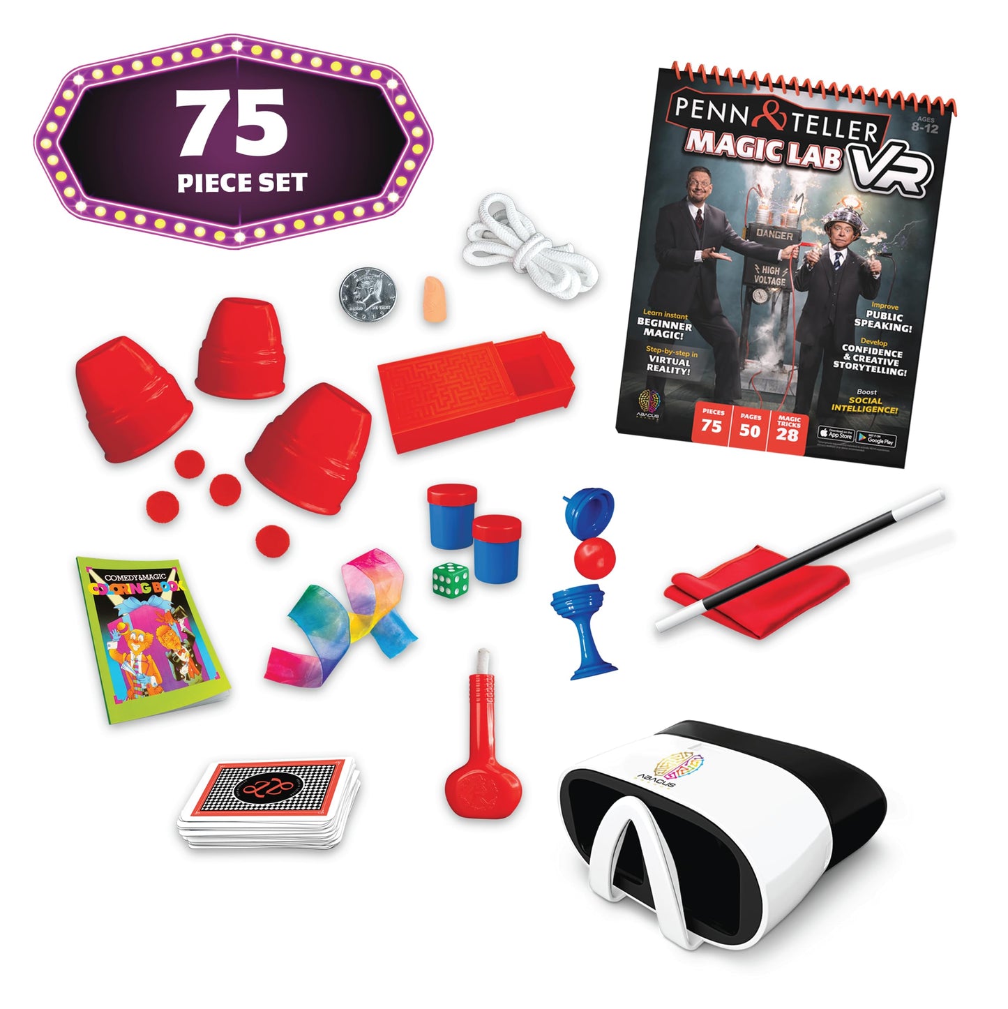 Abacus Brands Penn & Teller VR Magic Lab - Virtual Reality Kids Magic Book and Interactive STEM Learning Activity Set