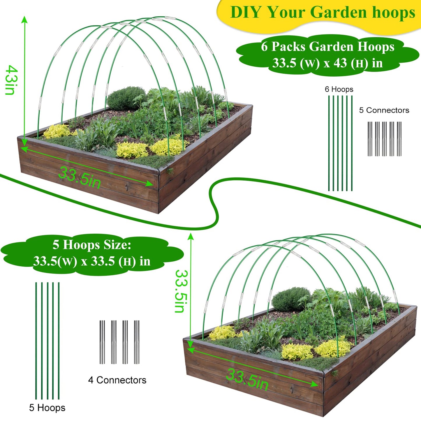 Garden Mesh Netting Kit,10 x 30FT Ultra Fine Netting with 6 Sets Fiberglass Garden Hoops for Raised Beds Vegetable Plants Fruits Greenhouse Row Cover Birds Animals Barrier Protection Net
