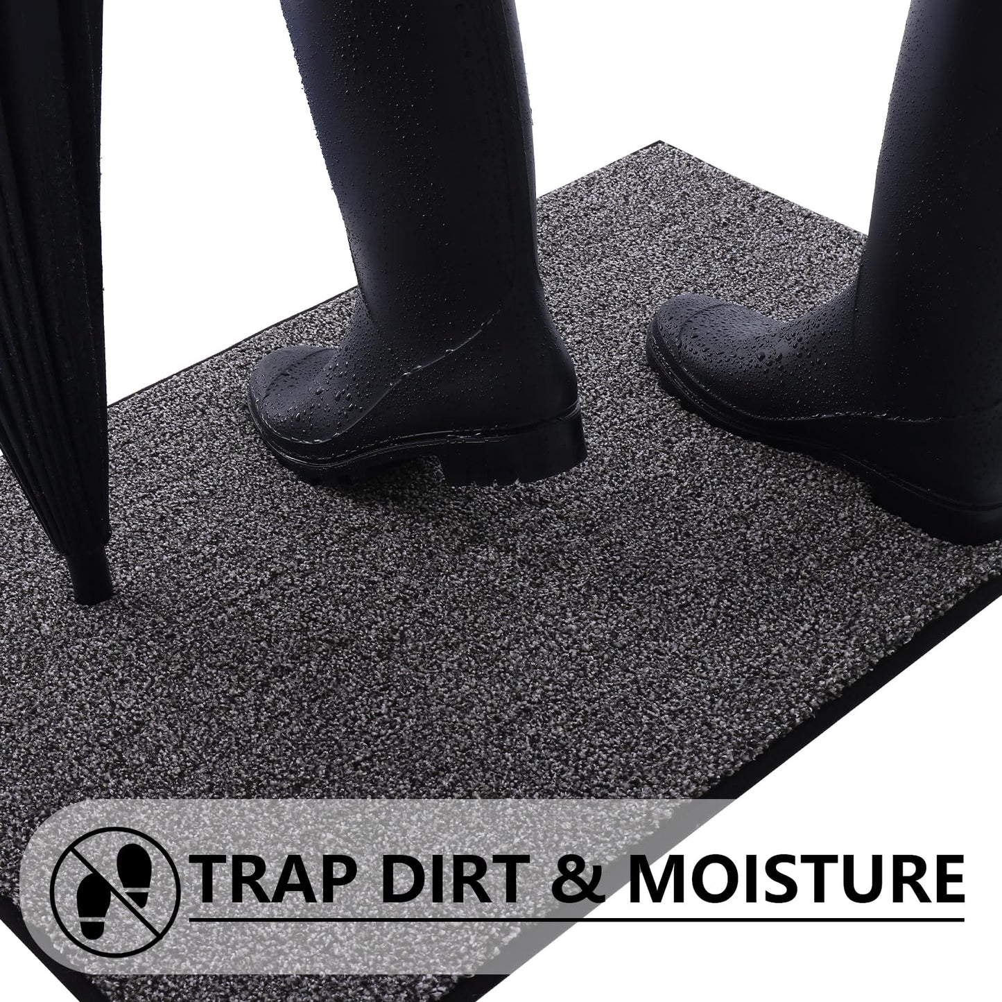 Kitinjoy Indoor Door Mat 32"x48", Dirt Resistant and Absorbent Non-Slip Rubber Backing Front Door Mat,Washable Low-Profile Doormat Entrance Mat for Entryway, Black
