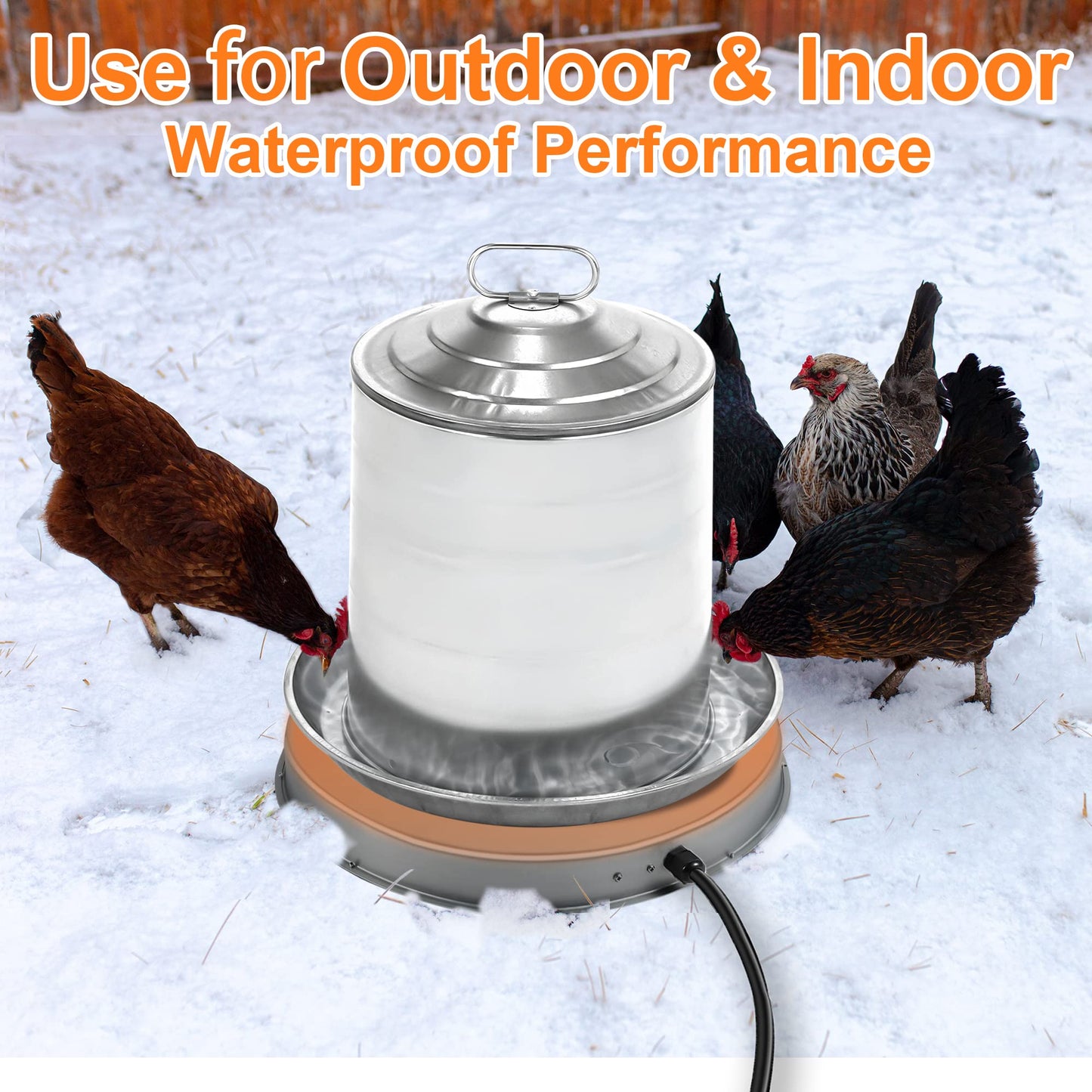 Chicken Water Heater Base for Winter, for Plastic/Metal Poultry Watere Under 6 Gallons, Heated Waterer for Chickens 130W