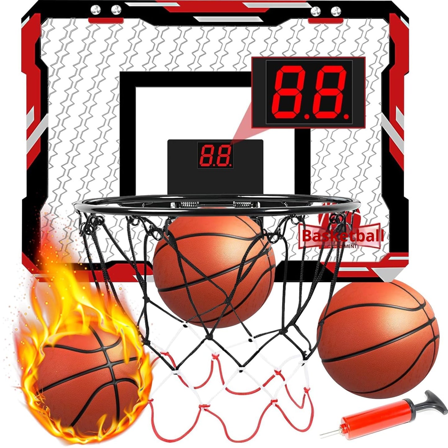 Indoor Mini Basketball Hoop - Over The Door Set for Kids, Automatic Scoring with 3 Balls, for Bedroom/Playroom/Dorm/Travel/Classroom (3-12 Year Old)