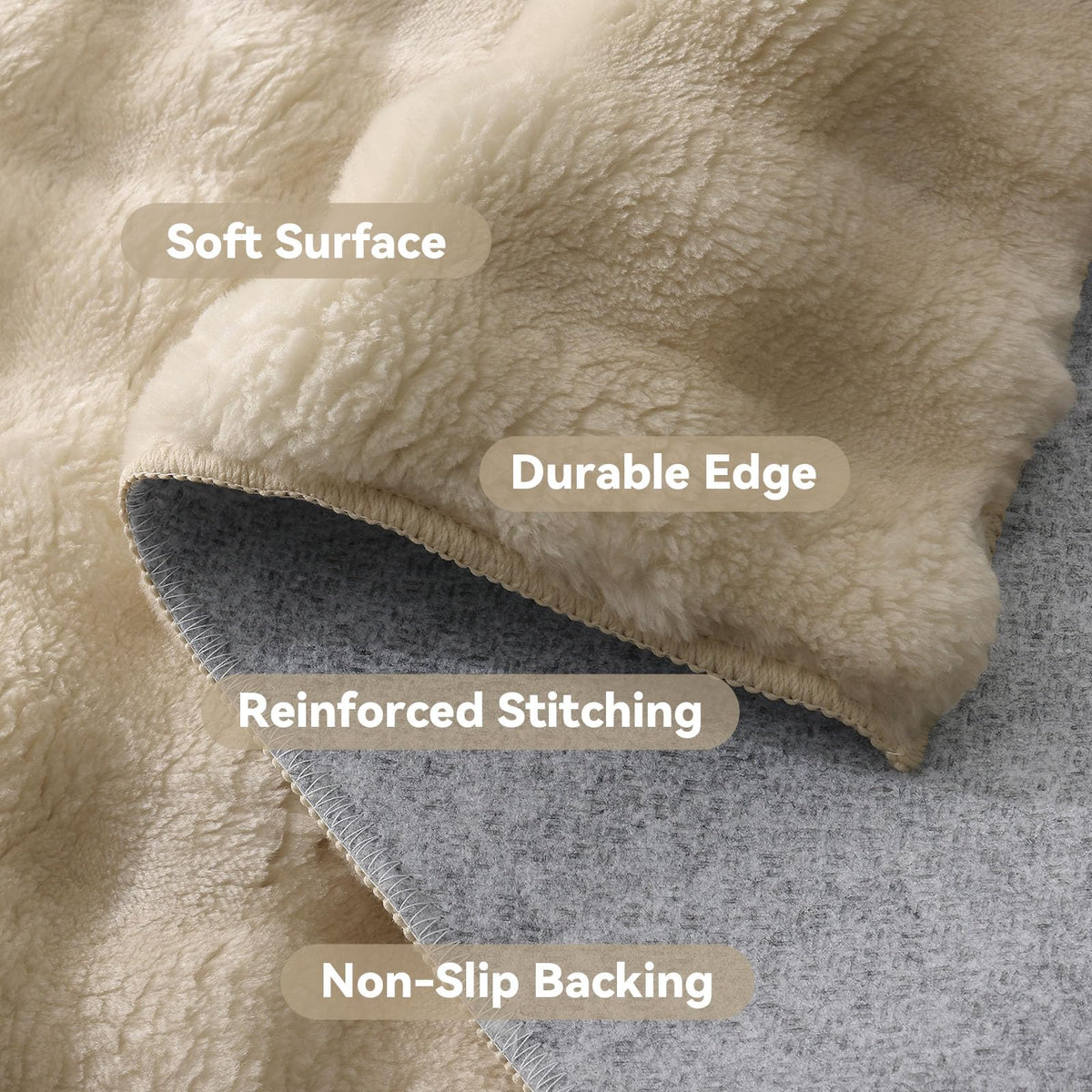 OLANLY Fluffy Faux Fur Area Rugs for Living Room, 4x6 Feet Machine Washable Bubble Area Rug, Soft Shaggy Carpet for Bedroom, Dorms, Nursery Rooms, Home Decor, Beige