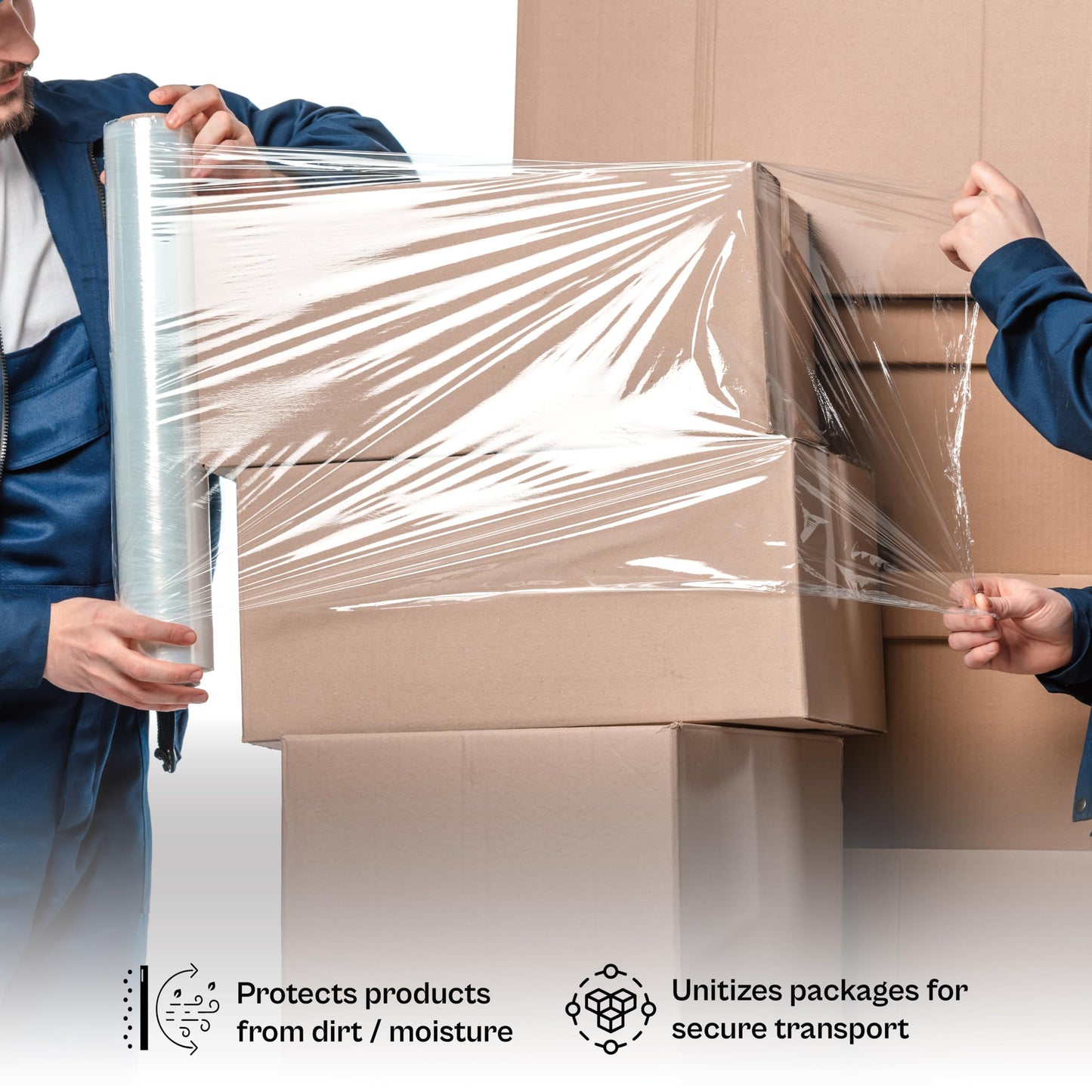 PSBM Hand Stretch Film/Wrap, 4 Rolls 16 Inch x 1476 Feet 80 Gauge Equivalent Ultra High Performance Industrial Strength Clear Shrink/Plastic Wrap for Moving, Shipping, Storing & Packing
