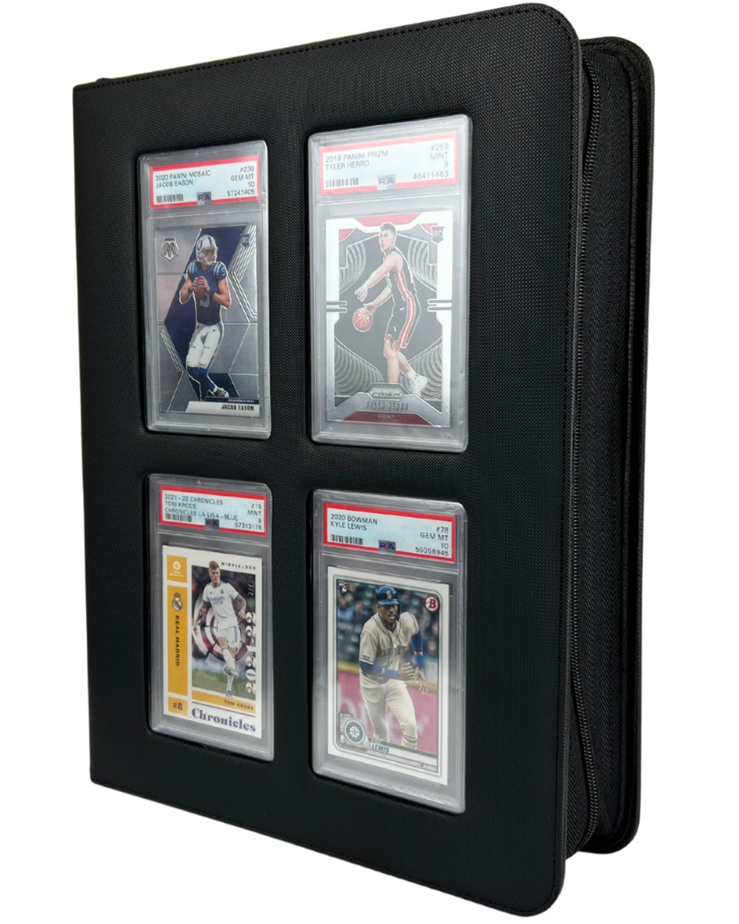 EVORETRO Graded Card Storage Binder – Diamond PU Leather Binder Fits 36 PSA, CGC Slabs, Card Graded Organizer with Zipper Closure for Collectible Protection & Display