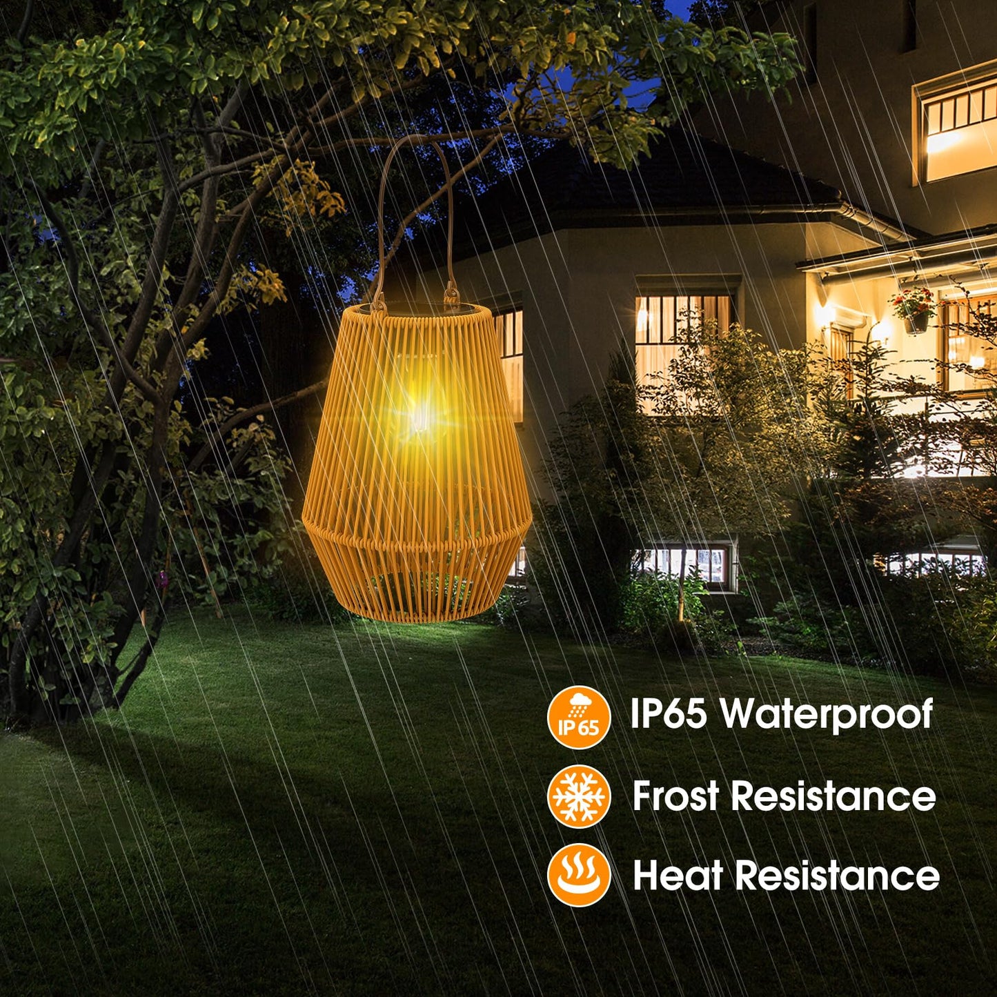 Solar Lanterns Outdoor, KagoLing Solar Lights for Outside Hanging Solar LED Lanterns Waterproof Decorative Table Lamp for Garden Patio Yard -2 Pack