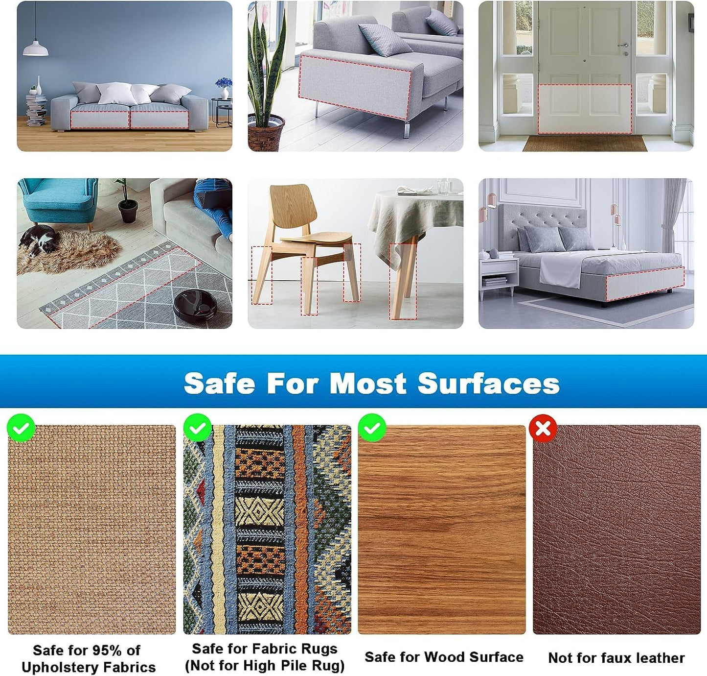 Cat Scratch Protector for Furniture Couch Sofa - Self-Adhesive Anti-Scratch Tape Claw Covers, Transparent Corner Guards, Large Size 24 Pack (17x12 Inch) - Stop Cats Scratching Chairs, Couches