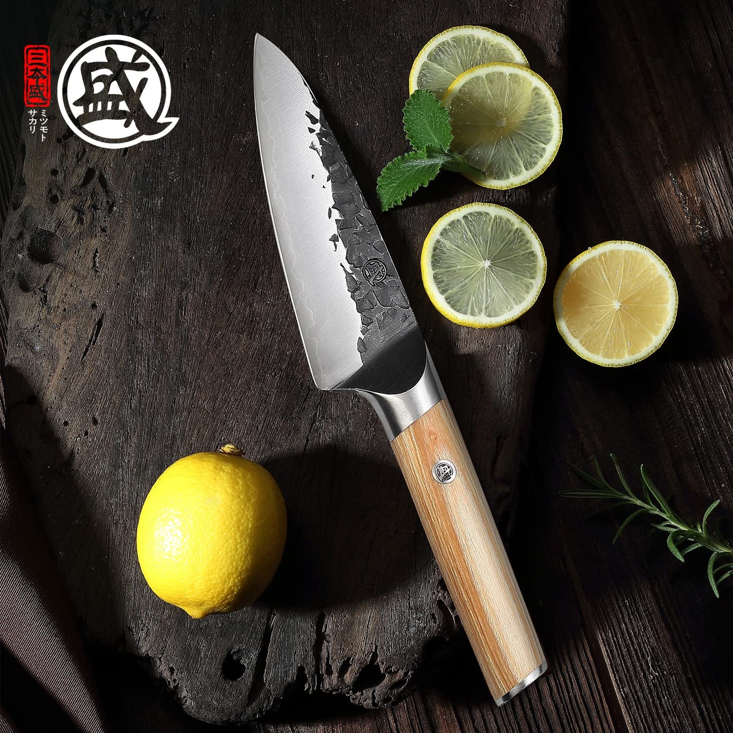 MITSUMOTO SAKARI 4.5 inch Japanese Kitchen Paring Knife, Professional Hand Forged Kitchen Small Chef Knife, High Carbon Stainless Steel Classic Japanese Fruit Knife (Pakkawood Handle)